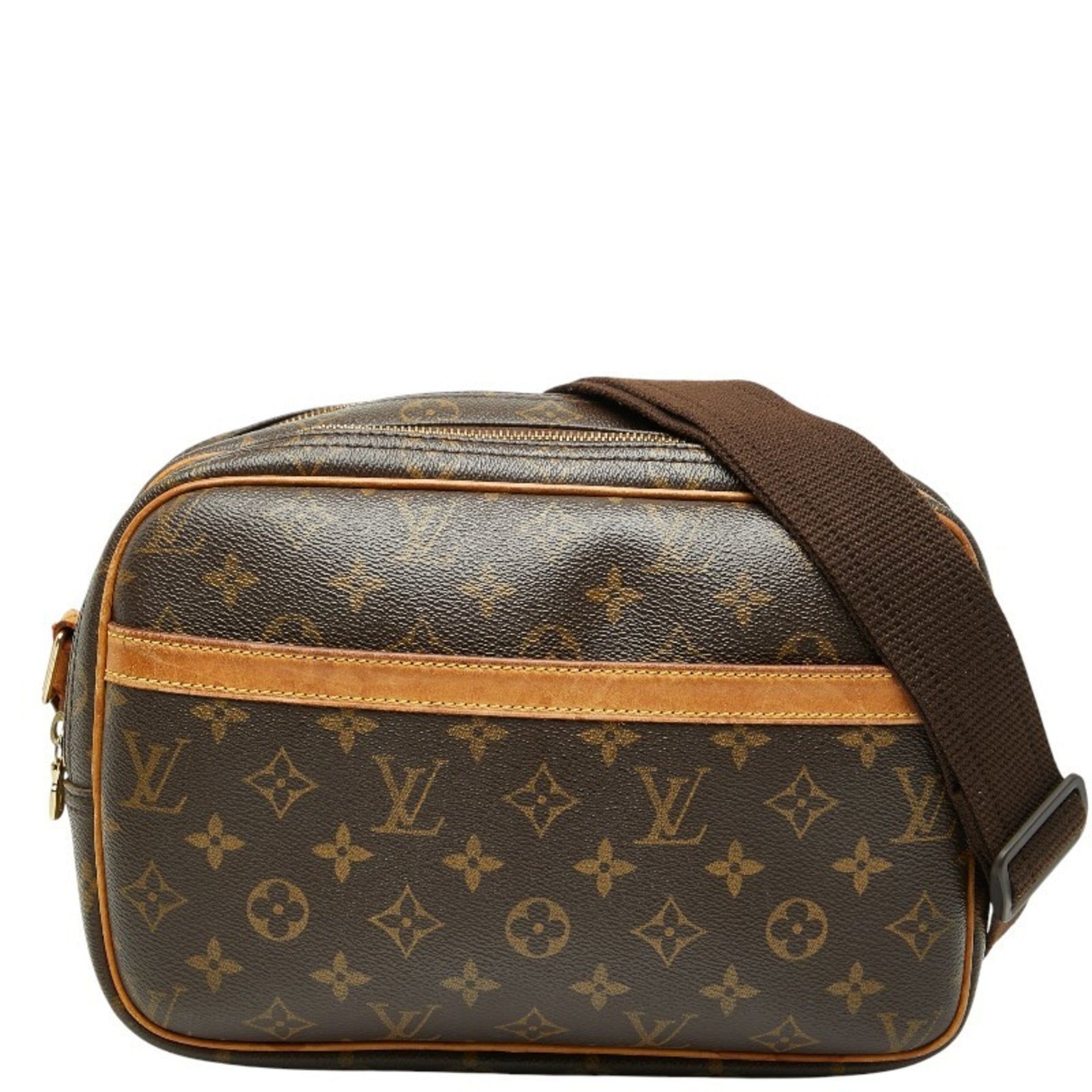 Louis Vuitton Monogram Reporter PM Crossbody Shoulder Bag Brown Leather LOUIS VUITTON