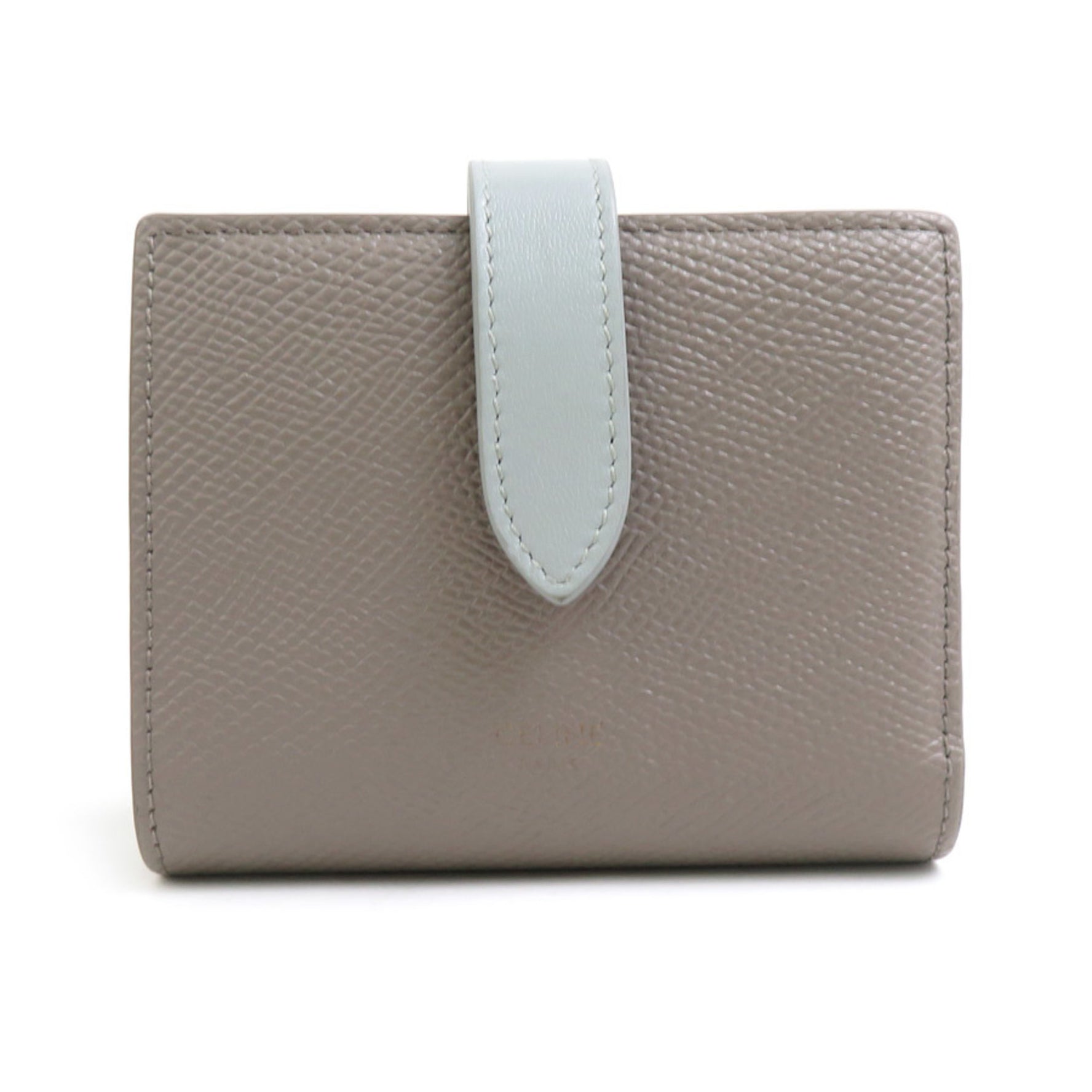 CELINE Bi-fold wallet Leather Greige x Blue-Grey