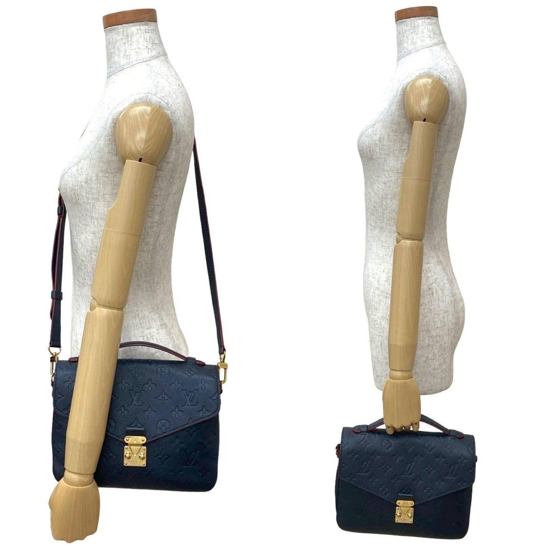 Louis Vuitton Pochette Metis MM Monogram Empreinte Leather Shoulder Bag/Handbag Navy