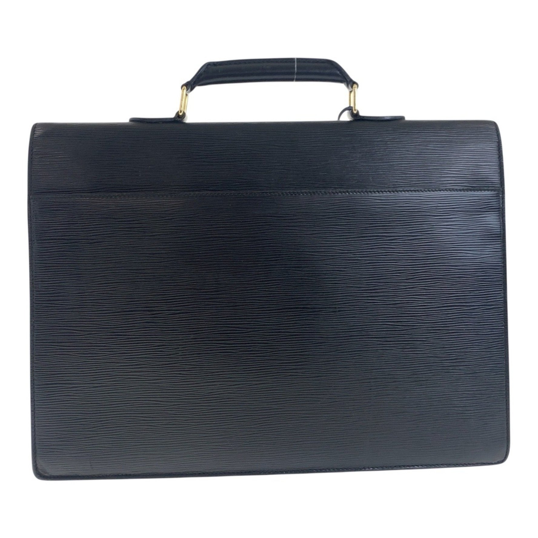 Louis Vuitton Epi Serviette Conseiller Noir Black Gold Hardware Leather Business Bag Briefcase