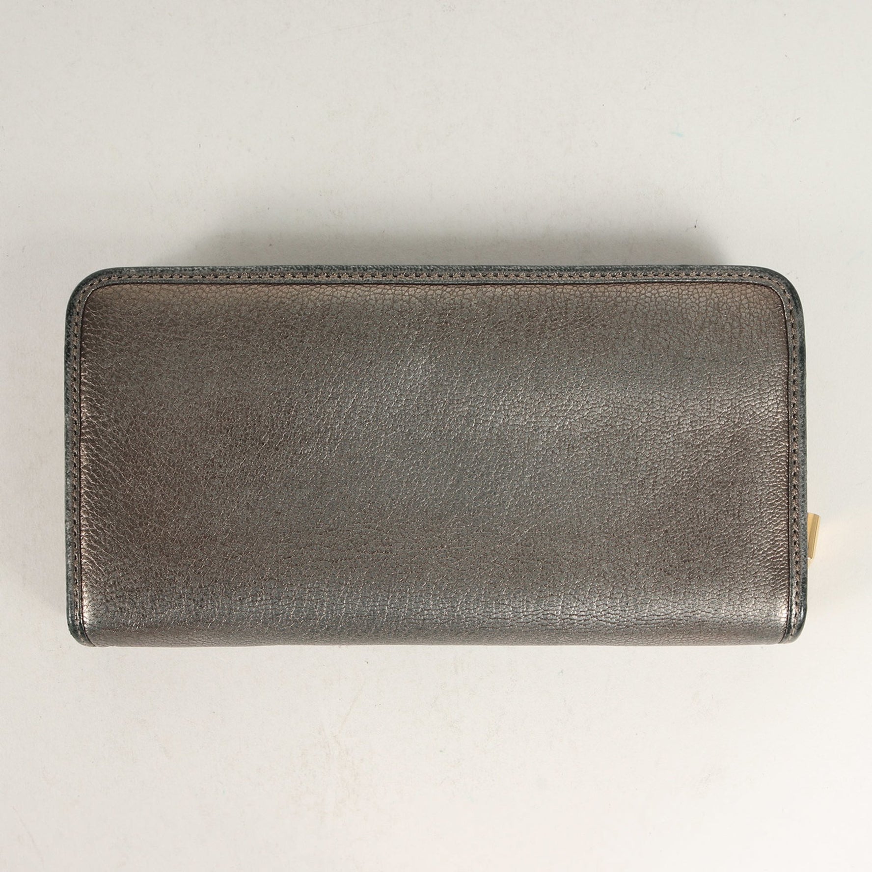 LOEWE Anagram Embossed Round Zip Metallic Leather Long Wallet Billfold Business Card Holder/Card Case Wallet/Coin