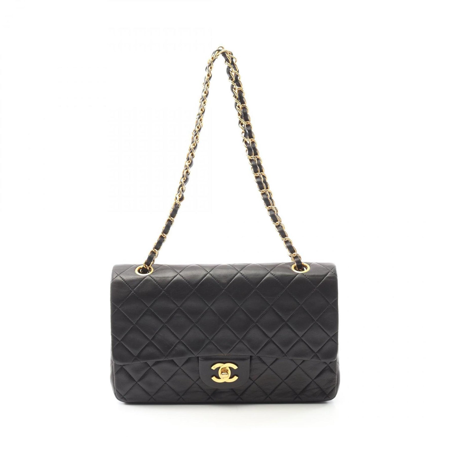 CHANEL Matelasse Double Flap Shoulder Bag in Lambskin Leather