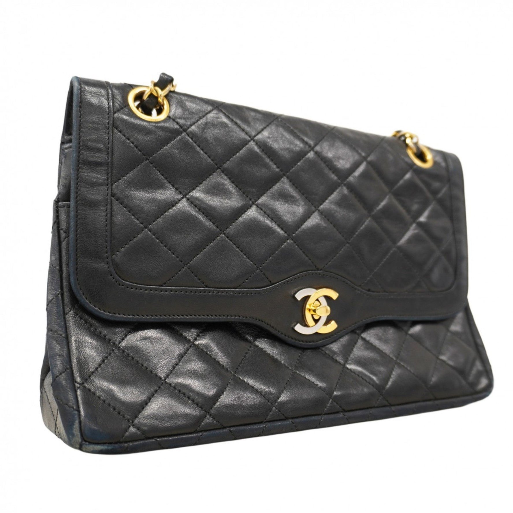 Chanel Matelasse Shoulder Bag, Paris Limited Edition, Double Flap, Chain, Lambskin, Gold
