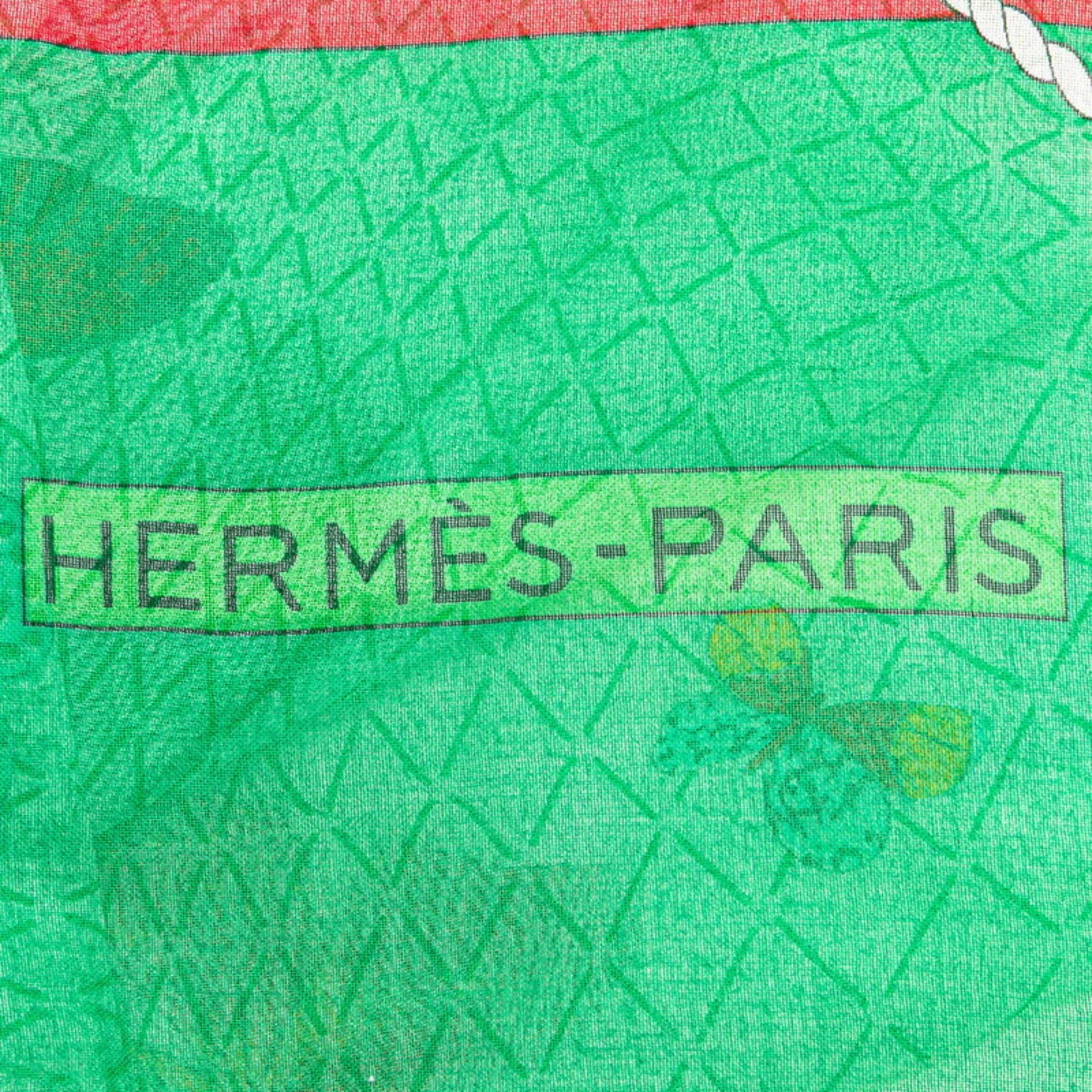 Hermes Carre Gean 140 FARANDOLE Provencal Dance Butterfly Scarf Muffler Cotton