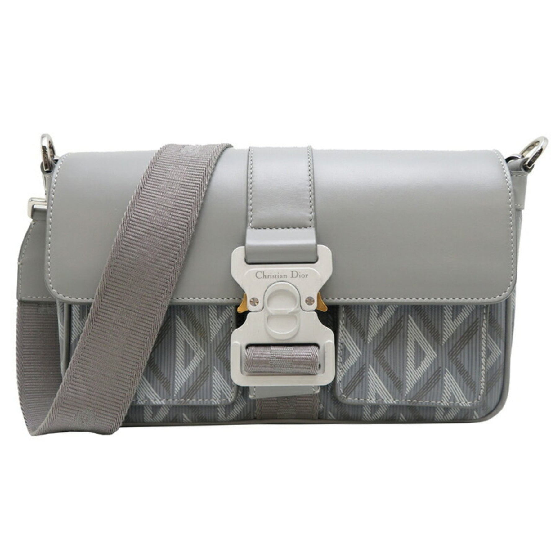 Christian Dior Hit the Road Shoulder Bag Leather Grey
