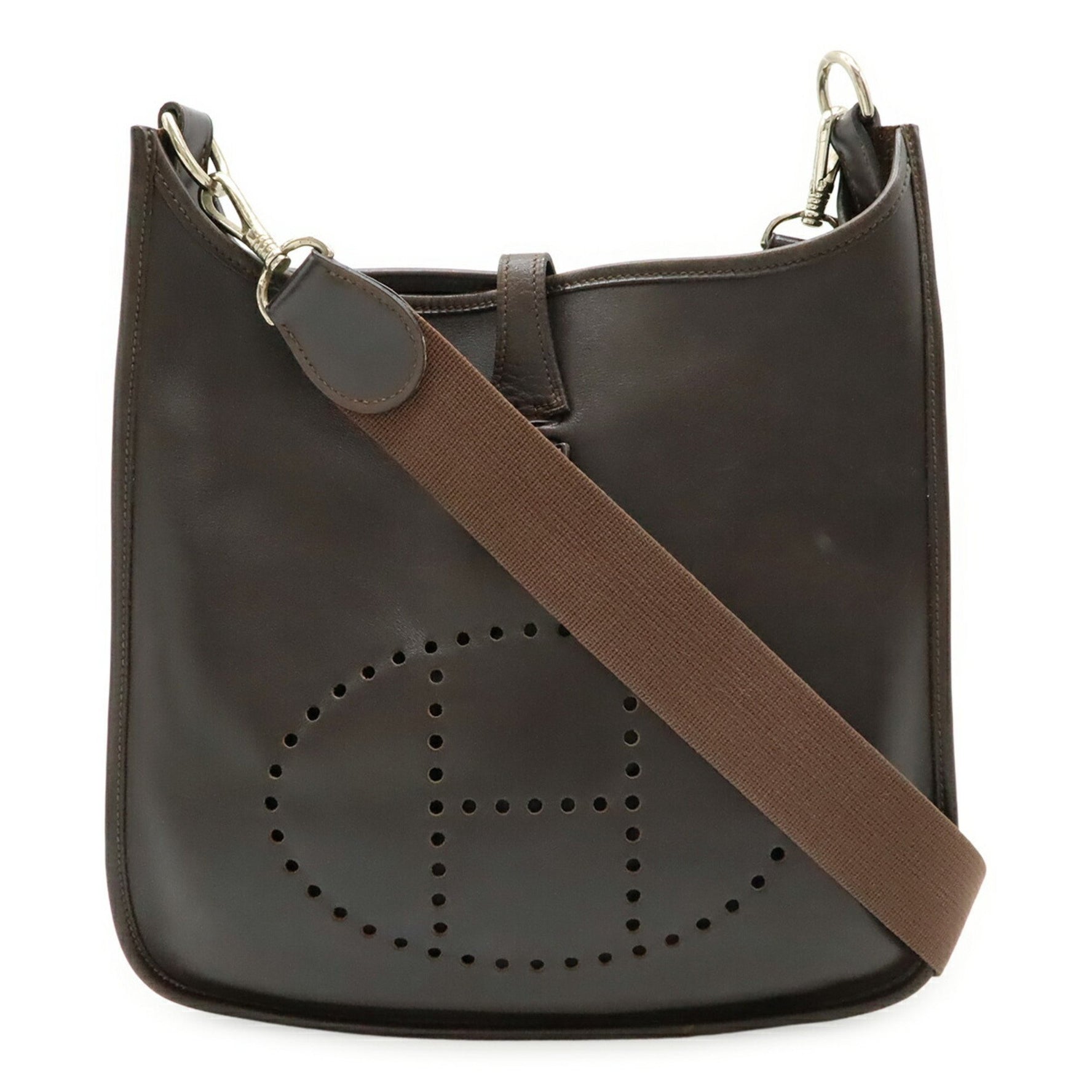 HERMES Evelyn I PM Shoulder Bag in Dark Brown Evercalf Leather with D Stamp