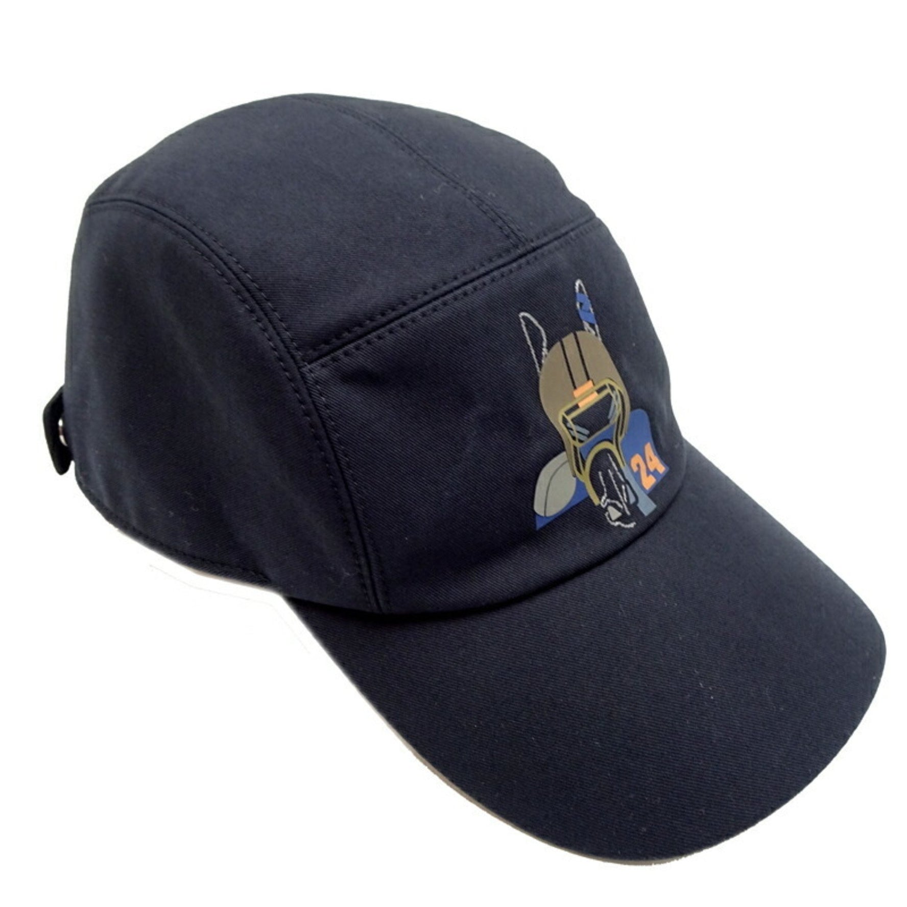 Hermes Nevata Quarter Bash Horse Print Cap #59 and Men's Cotton Noir (Black)