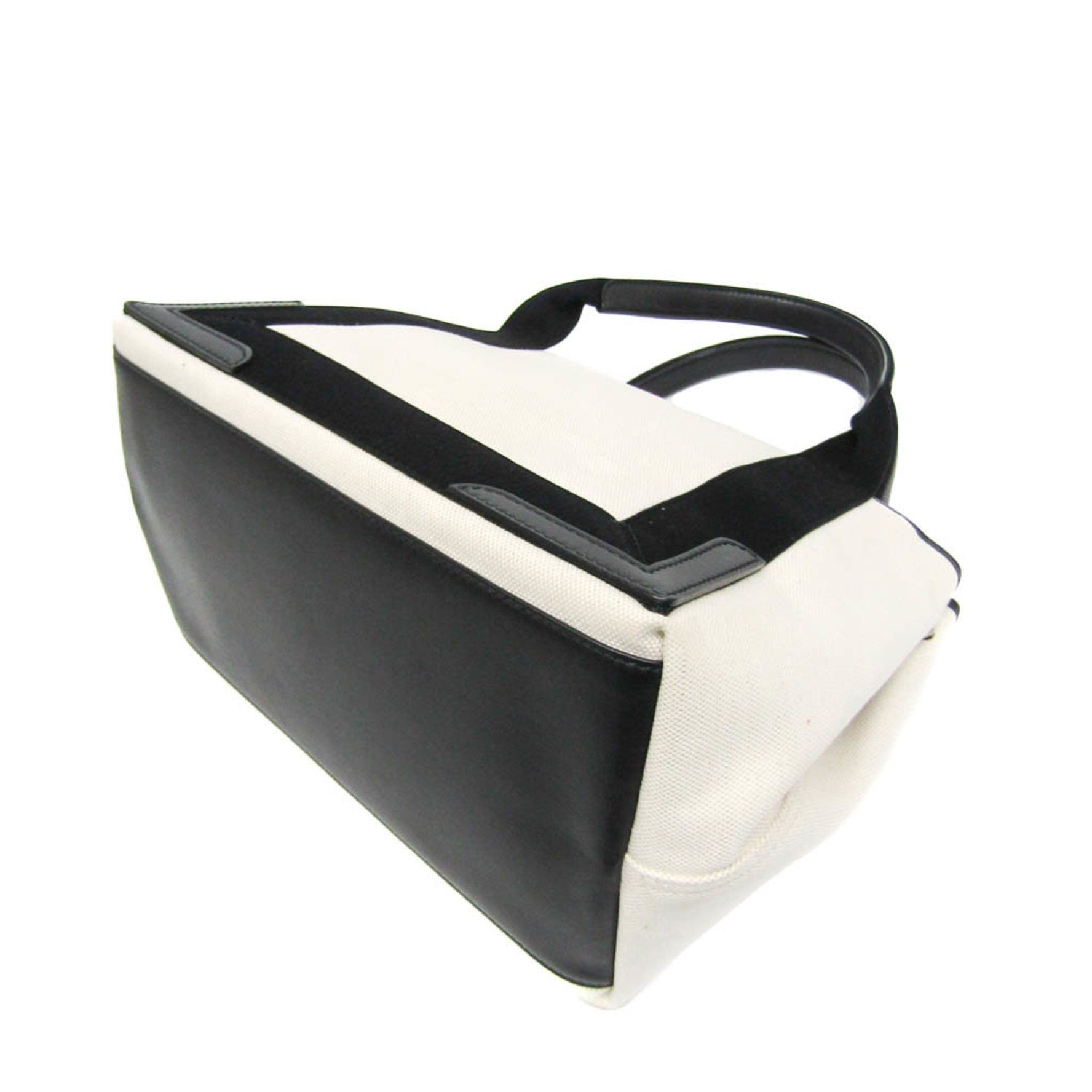 Balenciaga Navy Cabas S Canvas,Leather Handbag Black,Off-white