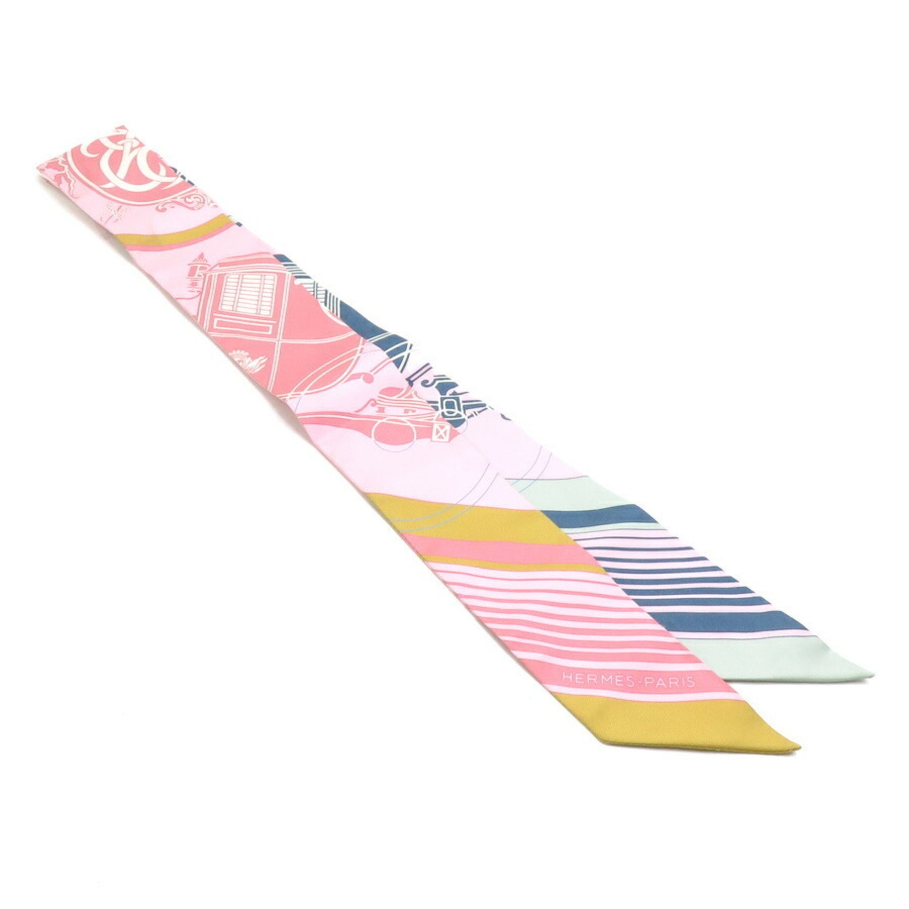 Hermes Scarf Twilly Silk Pink Multicolor