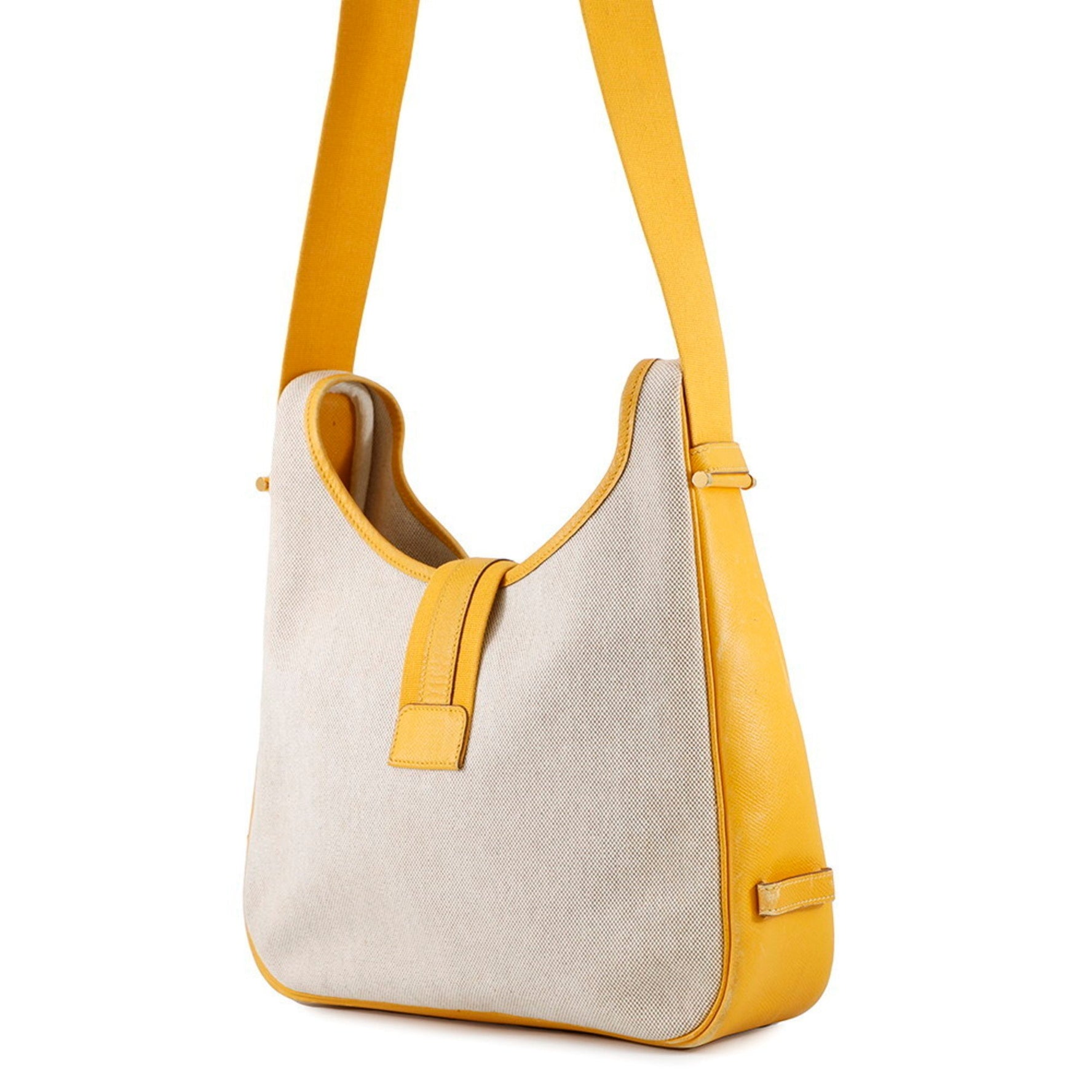 Hermes Hermès Saco Jaune Shoulder Bag in Natural Toile H Leather with Couchvel 〇Y Stamp