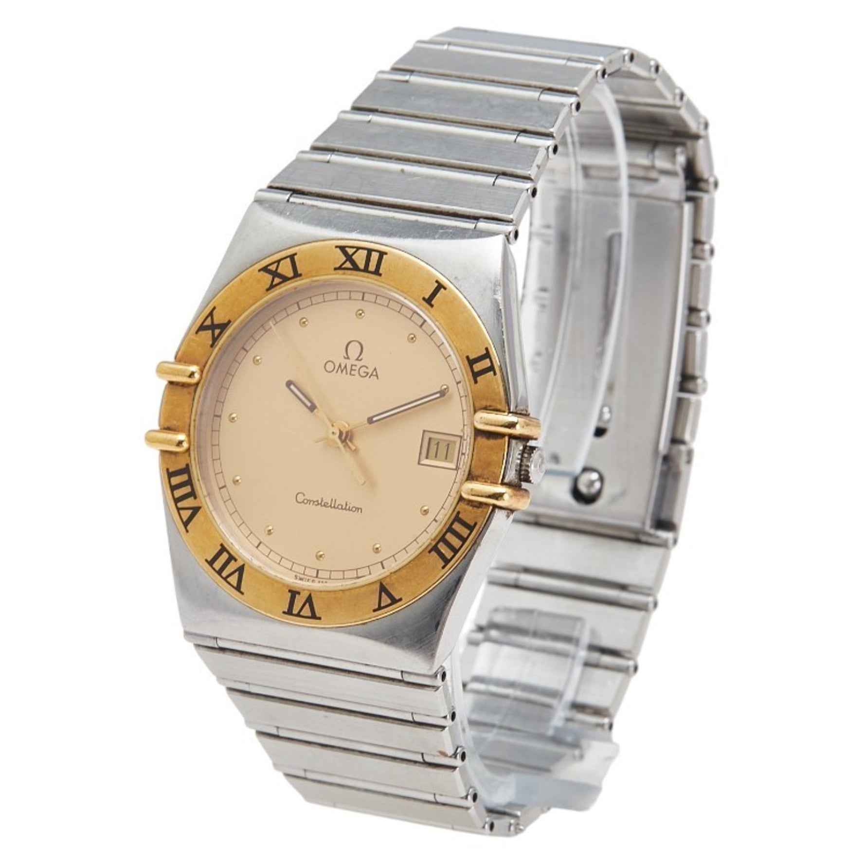 Omega Constellation Quartz Watch, Gold Dial, Stainless Steel, Plated