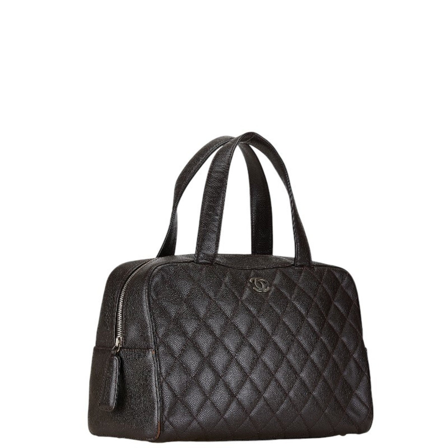 Chanel Coco Mark Handbag Boston Bag Caviar Skin