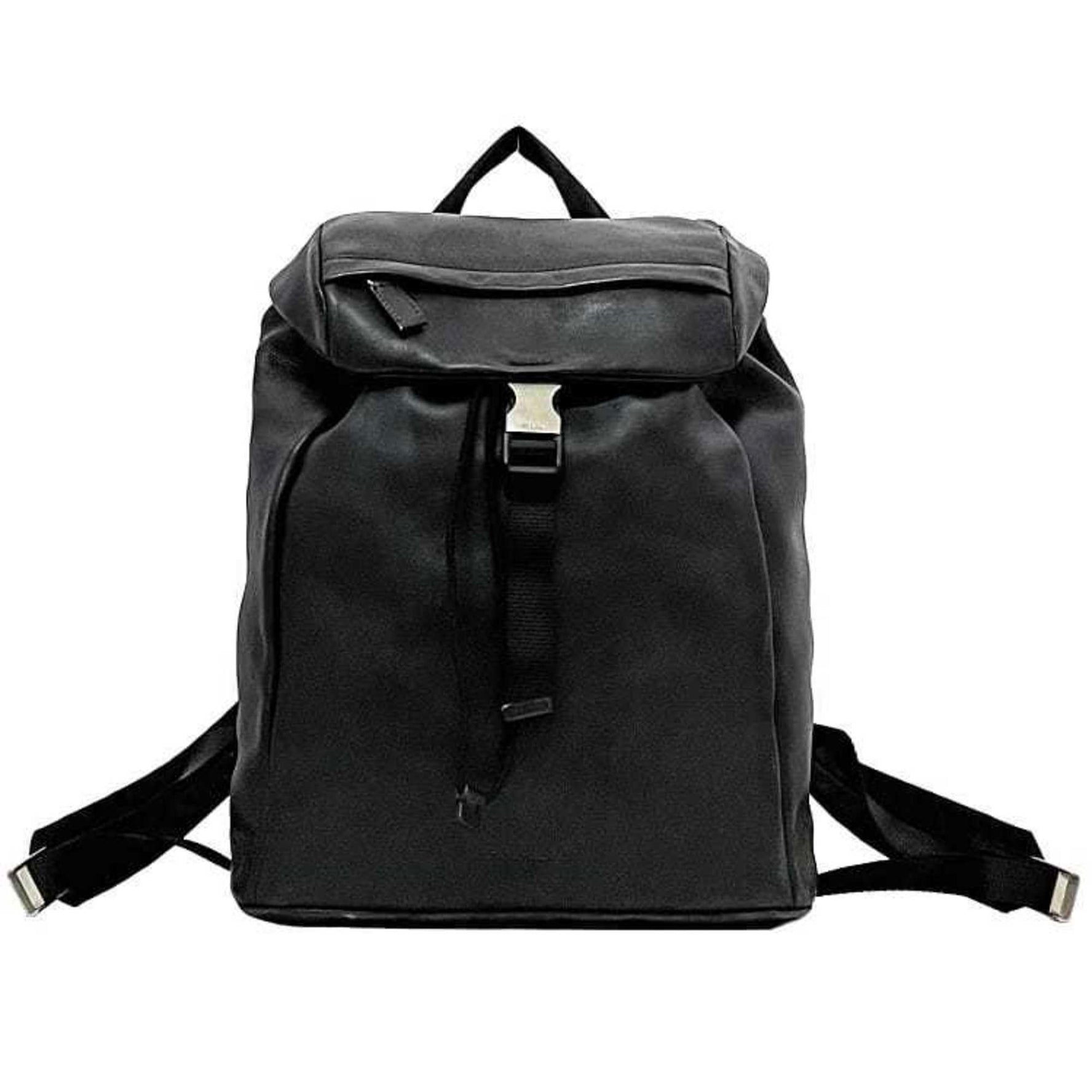 Prada Backpack Black NERO VITEＬLO MORBIDO Leather Flap Women Men Genuine