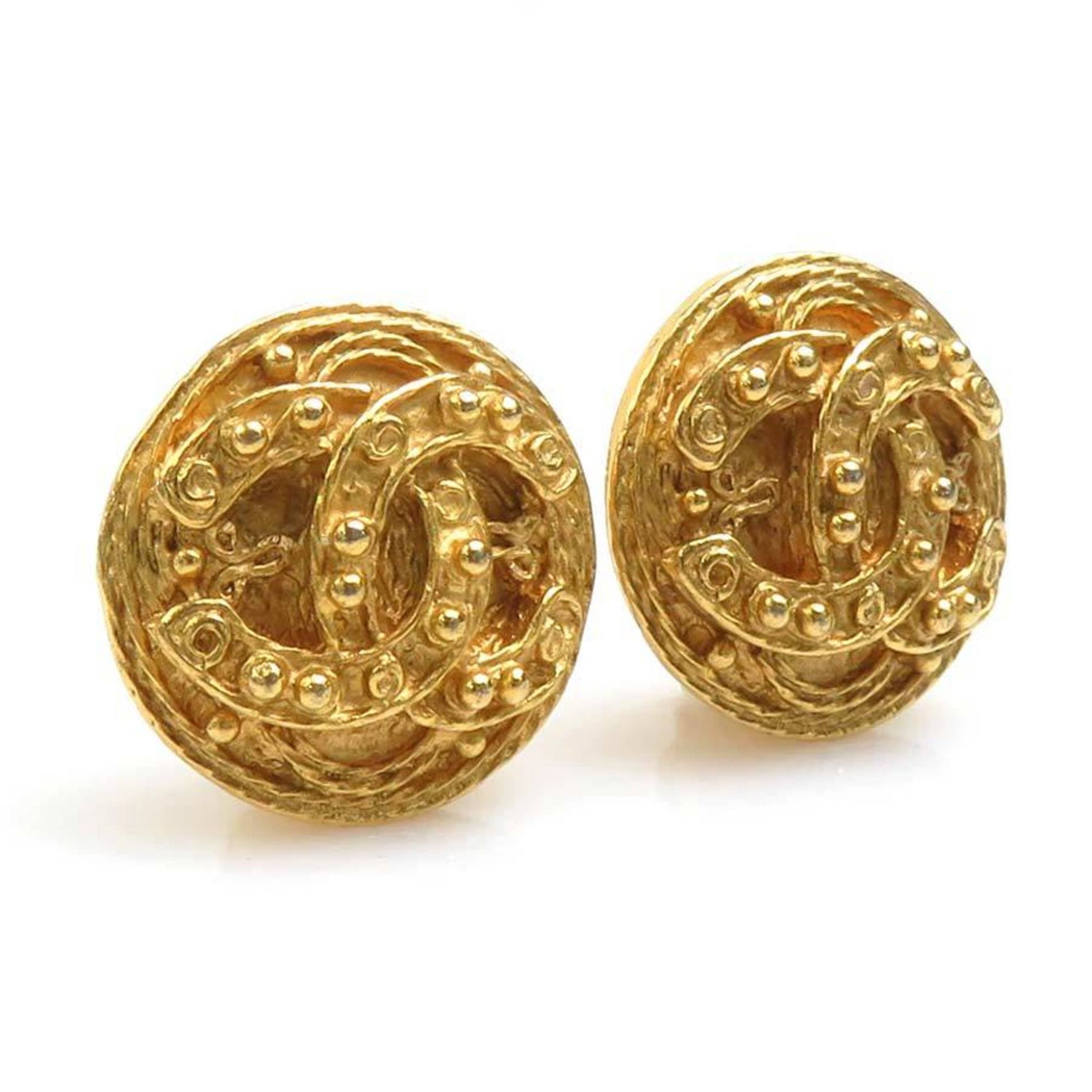 CHANEL Coco Mark Metal Earrings