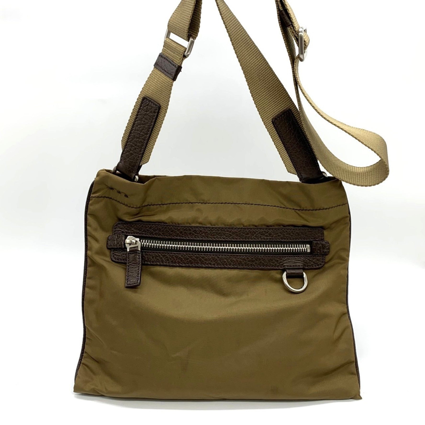 PRADA Shoulder Bag Nylon Leather Triangle Men's