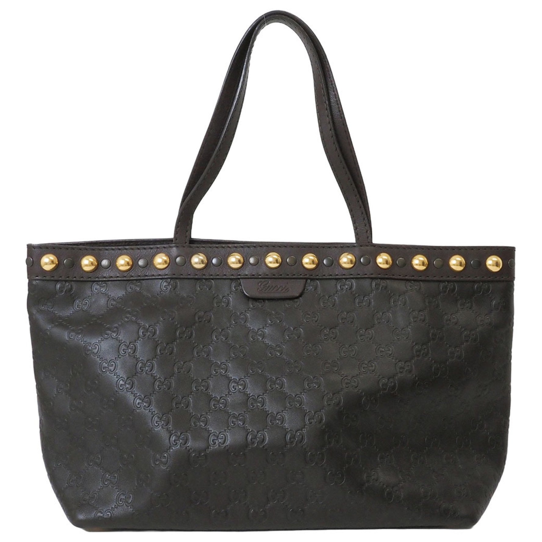 Gucci Guccissima Studded Tote Bag Shoulder Leather