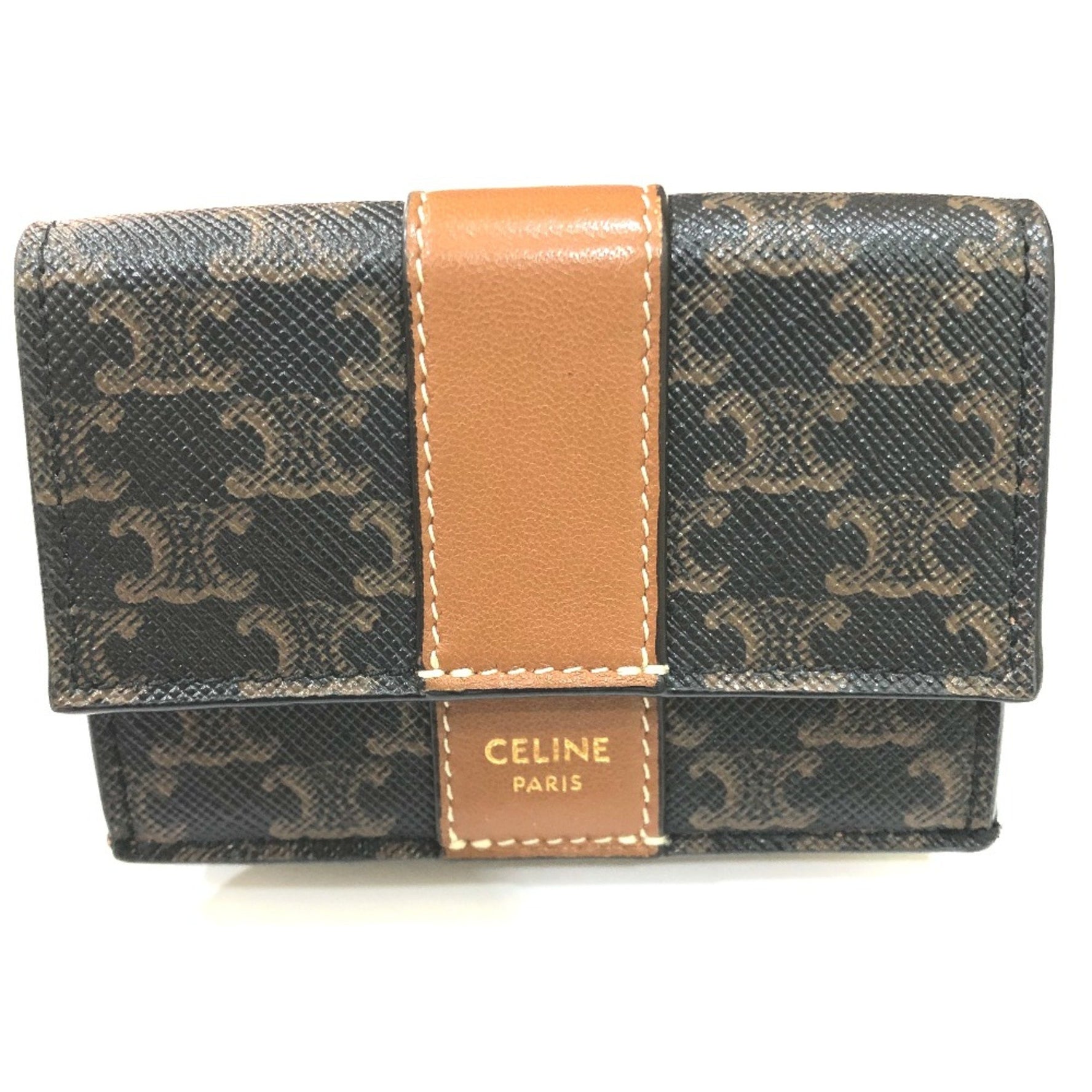 CELINE Triomphe Compact wallet Trifold wallet GoldHardware