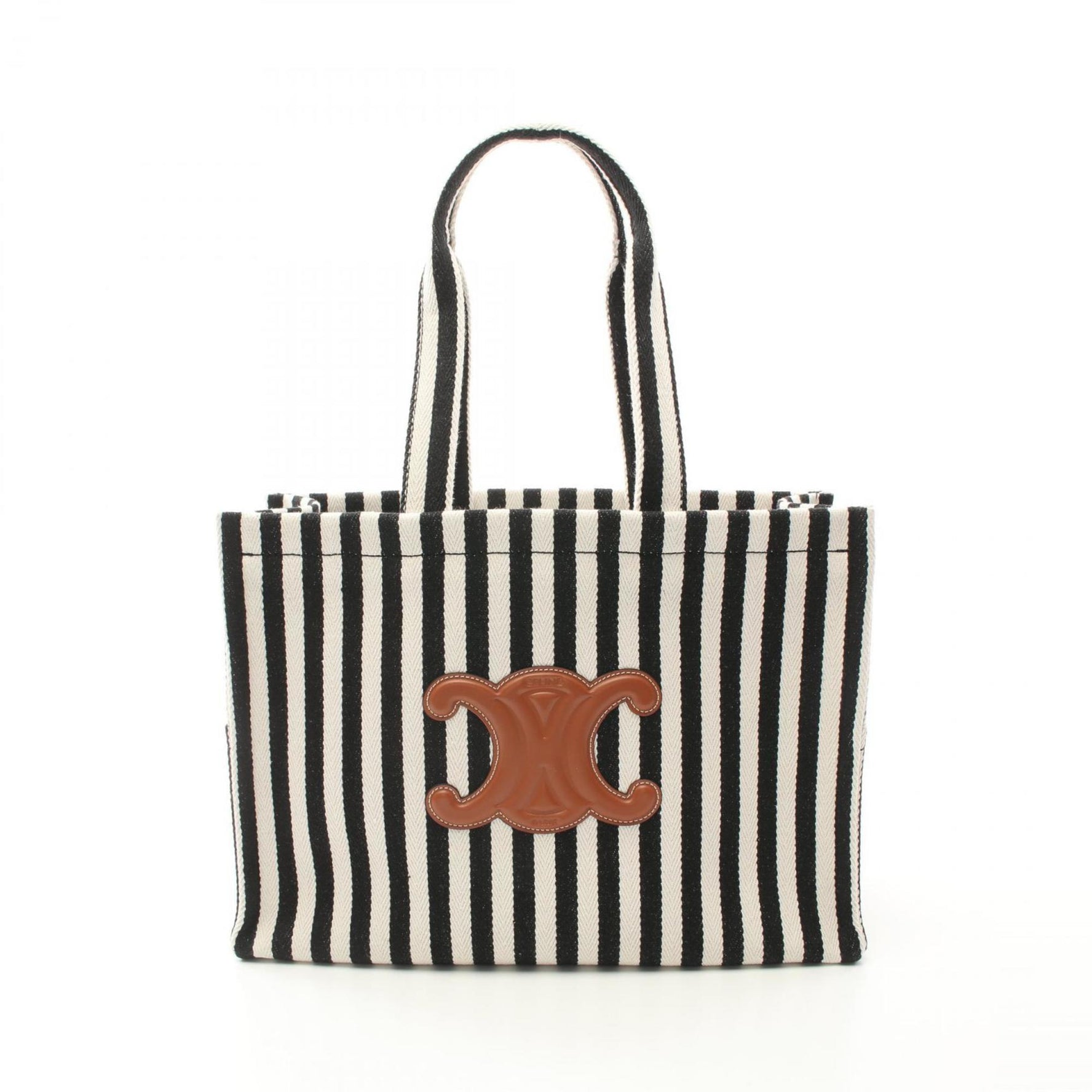 CELINE Large Cabas Tais Tote Bag Canvas Leather Black White