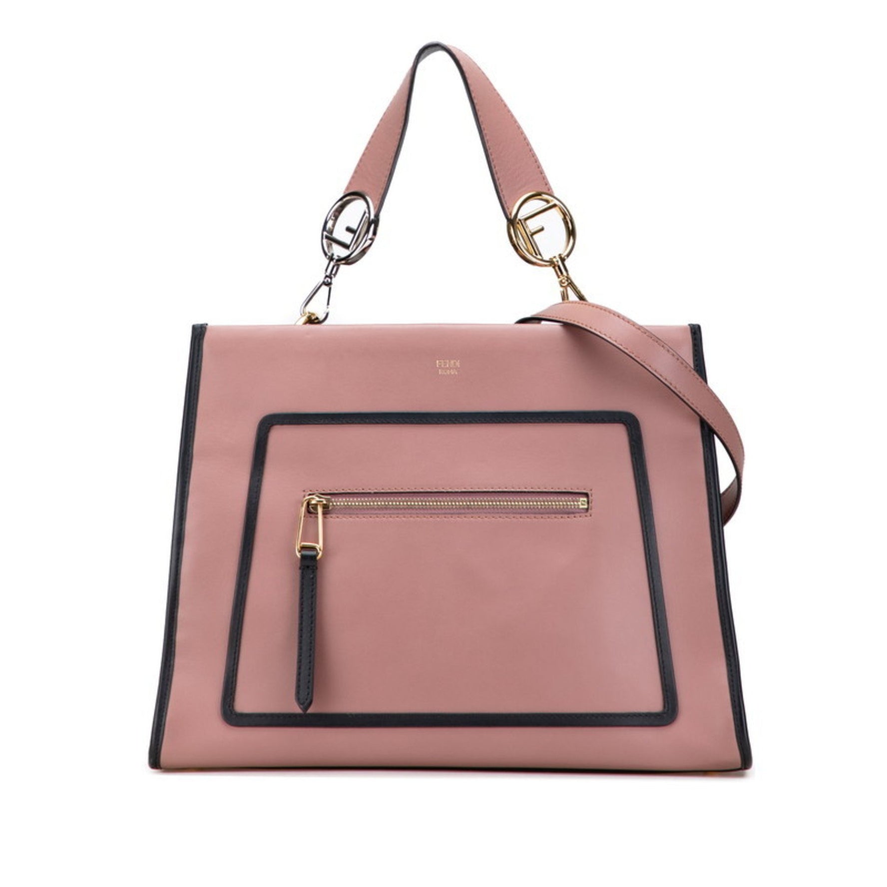 Fendi Runaway Handbag/Shoulder Bag Dusty Pink Black Leather