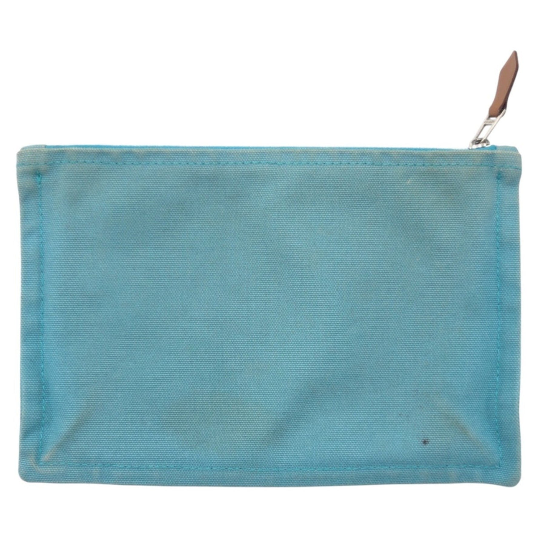 HERMES Truss Flat PM Blue Light Cotton Pouch Unisex