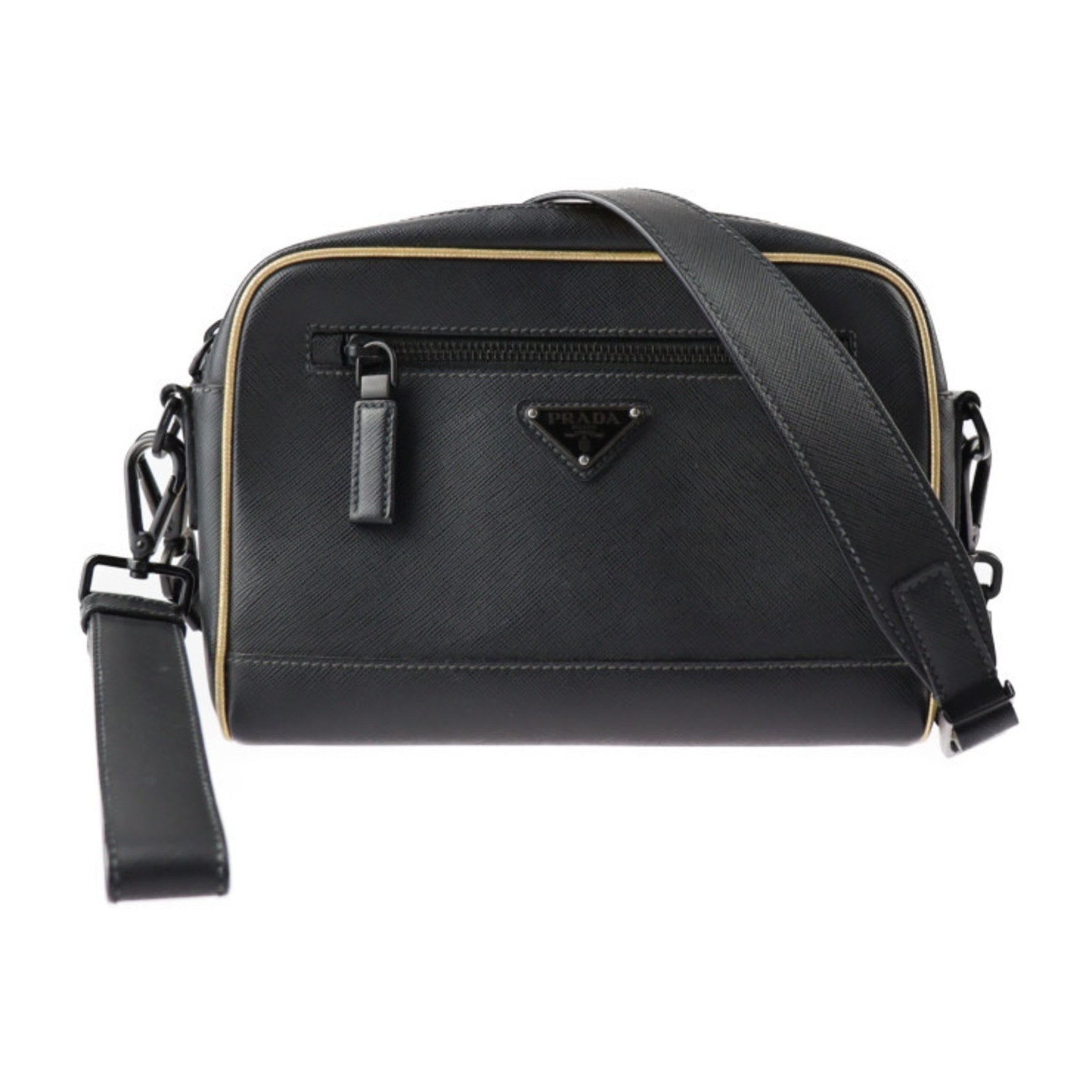PRADA shoulder bag leather gold wristlet second clutch
