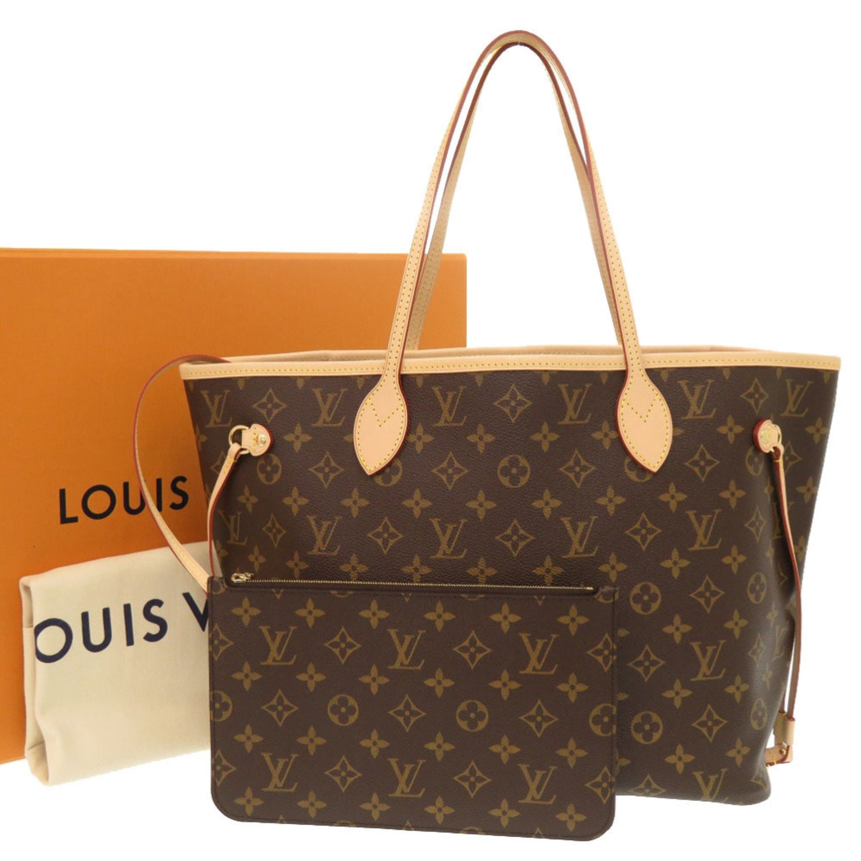 Unused Louis Vuitton Neverfull MM Monogram Rose Beige Tote Bag LV 0072 LOUIS VUITTON