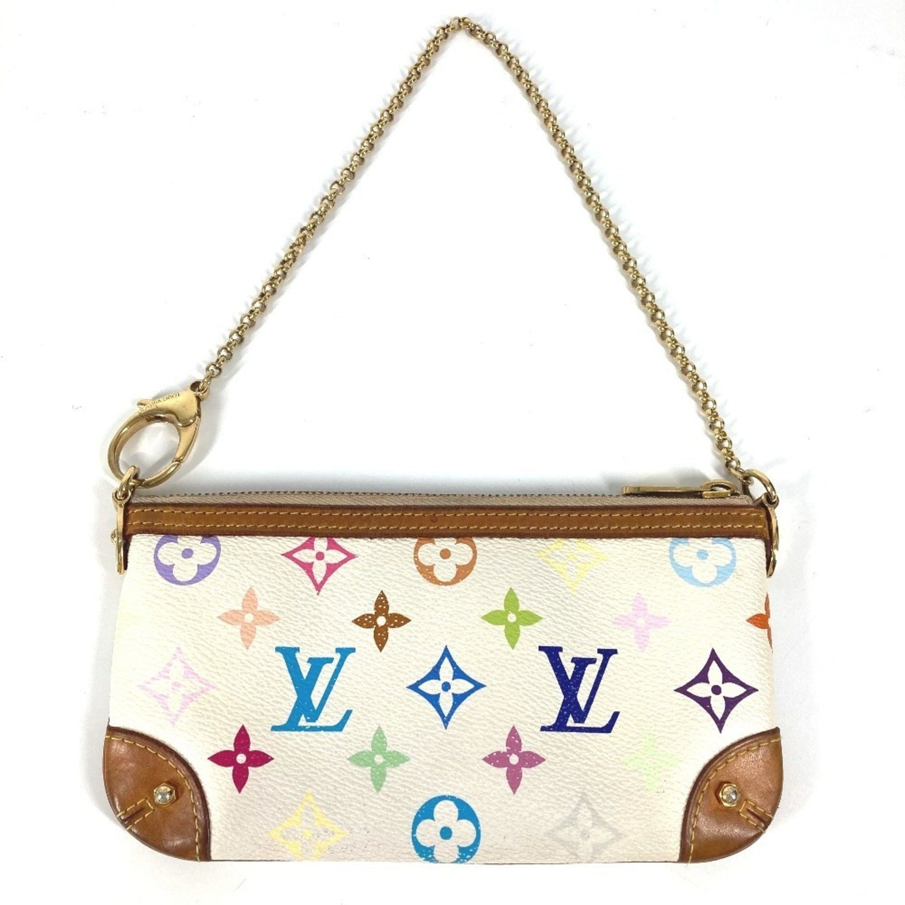 Louis Vuitton Monogram Multicolor Mila MM Chain Bag Accessory Pouch Shoulder Canvas White