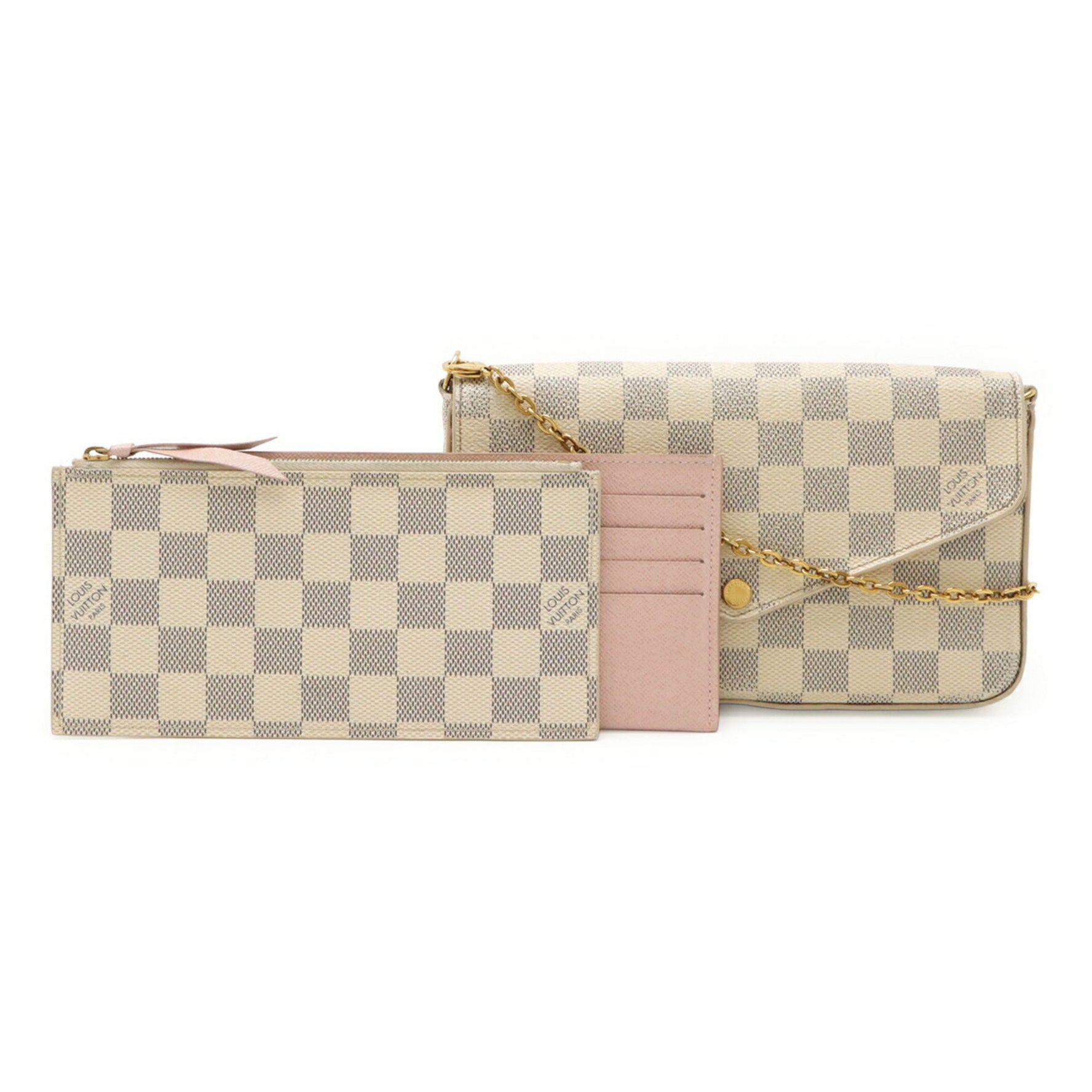 LOUIS VUITTON Damier Azur Pochette Felicie Shoulder Bag, Chain Clutch Bag
