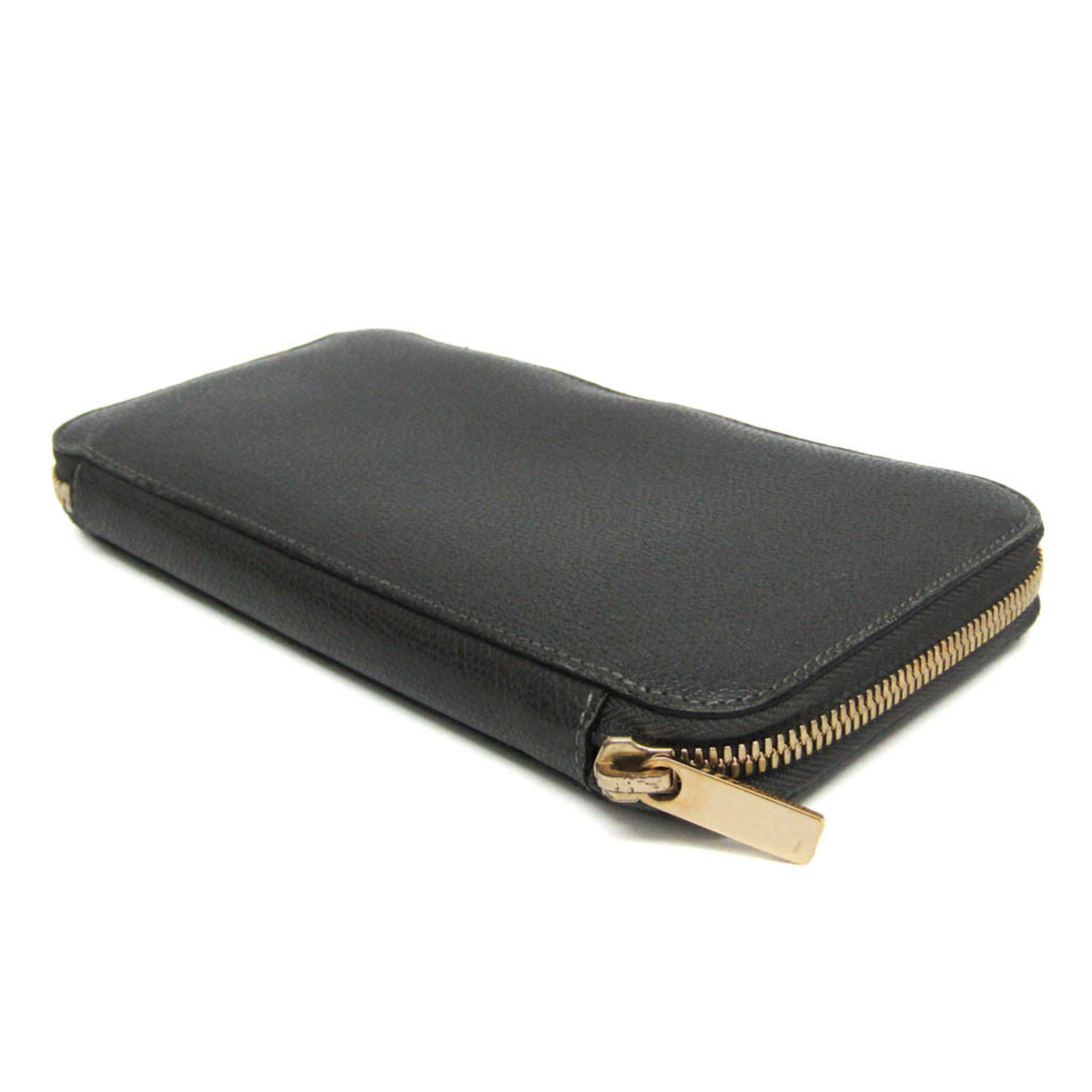 Valextra V9L06-028-FL-OC Men,Women Leather Long Wallet (bi-fold) Dark Gray