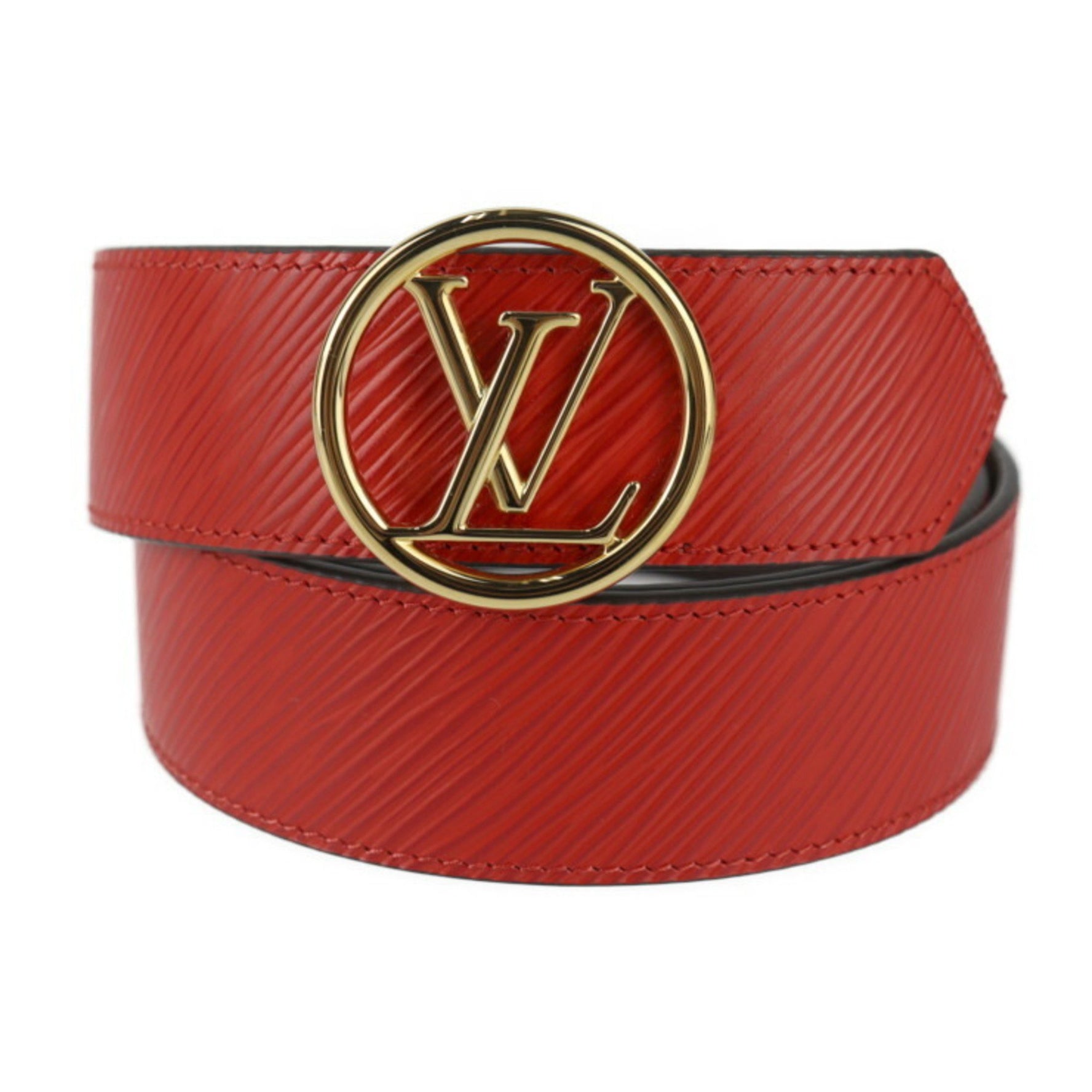 Louis Vuitton Santur LV Circle Reversible Belt Size 80 32 Monogram Canvas Epi Leather Brown Coquelicot