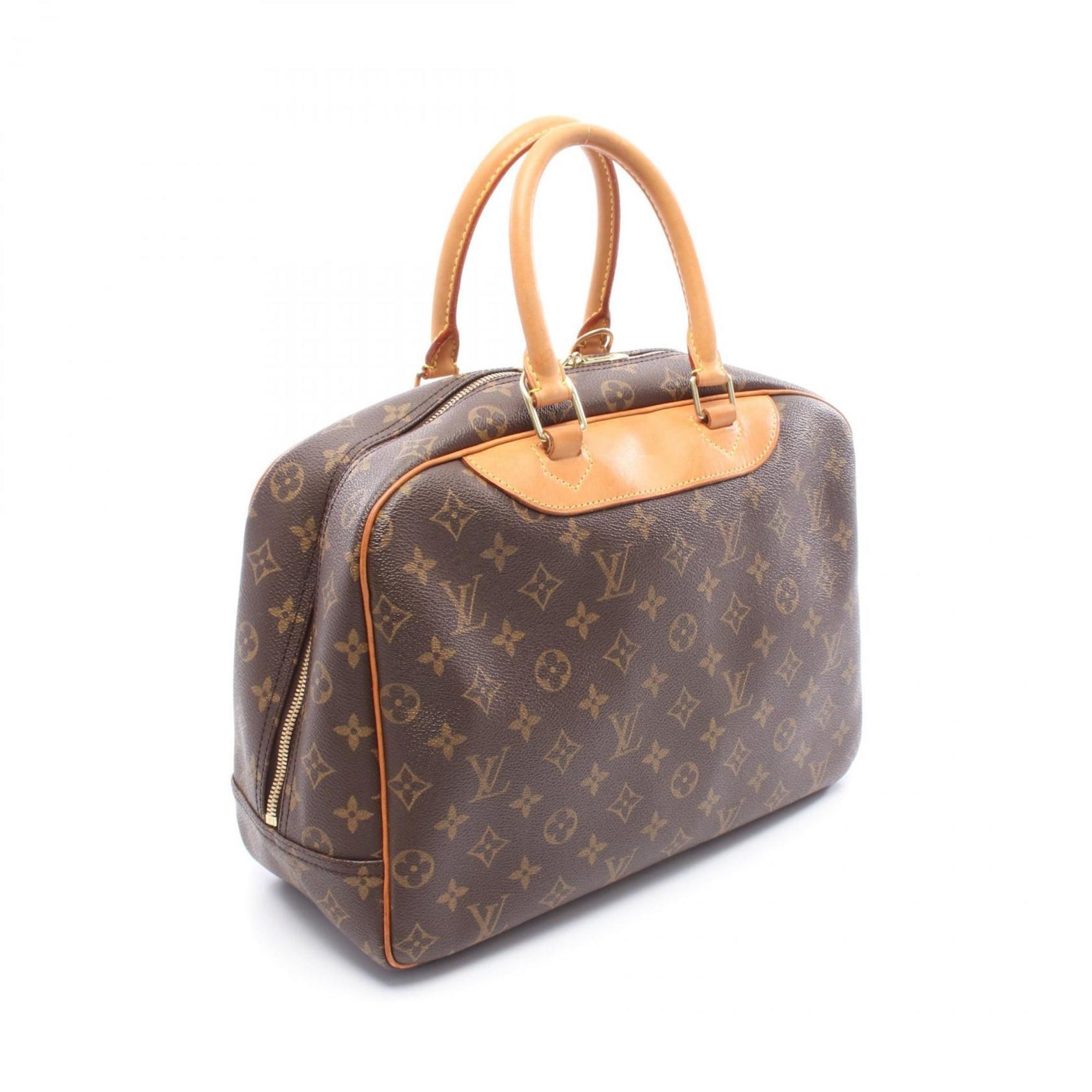 Louis Vuitton Deauville Bowling Vanity Handbag in Coated Canvas and Leather with Monogram Design, Brown