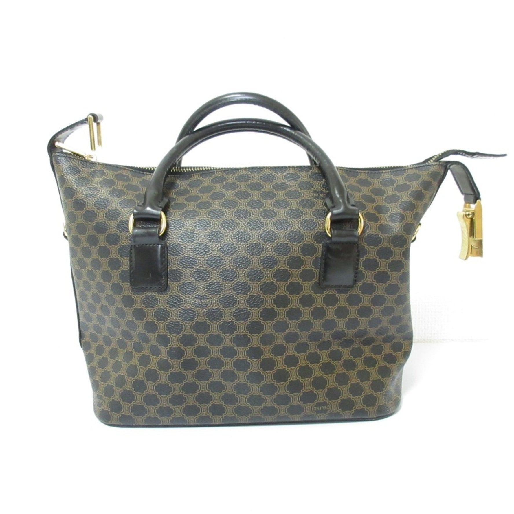 CELINE Vintage Macadam Handbag Black Brown