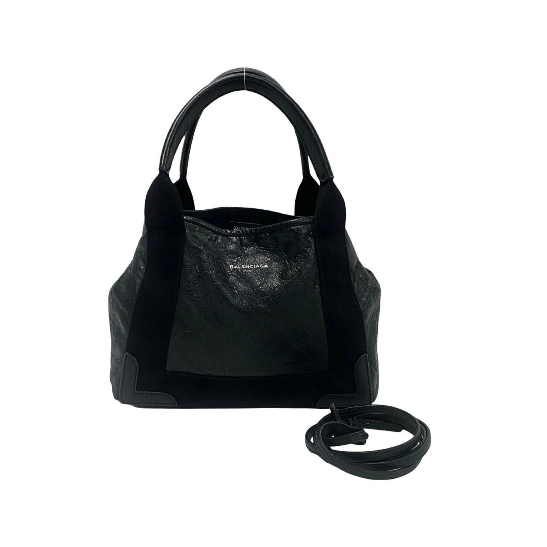 BALENCIAGA Navy Cabas Leather Mini Handbag/Shoulder Bag