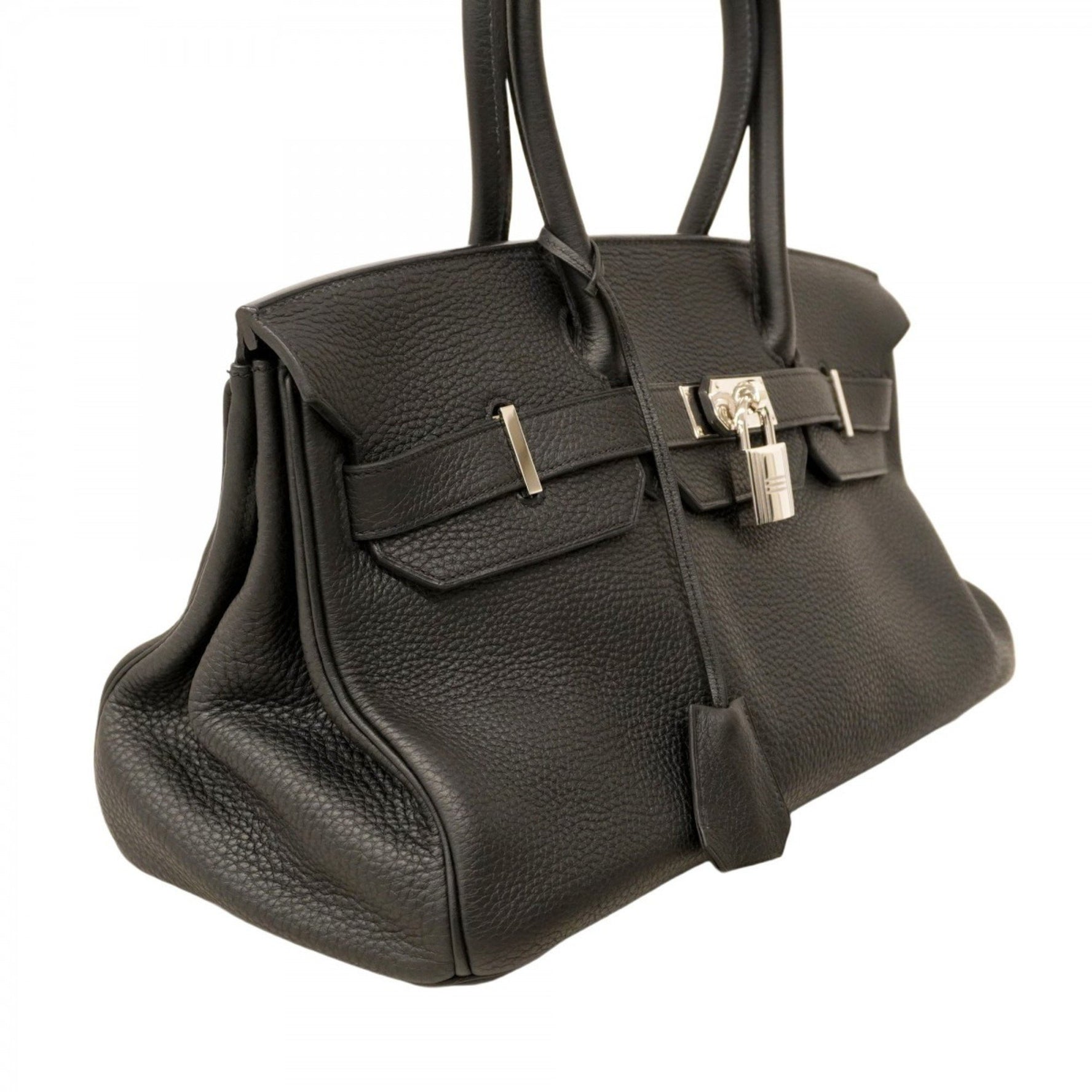 Hermes Hermès Birkin Shoulder Bag, Taurillon Clemence Leather, Black, M Stamp, Women's