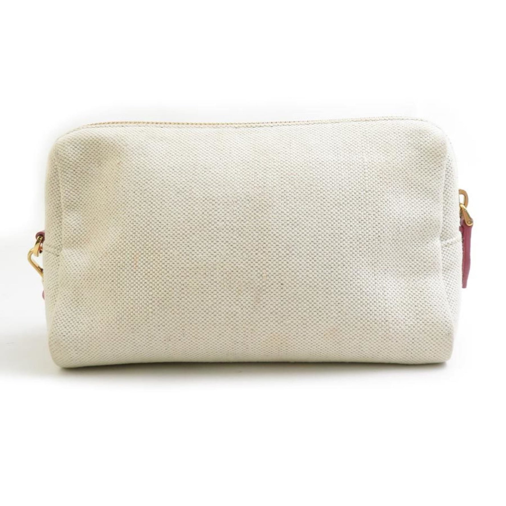 PRADA Pouch Canvas Ivory x Pink Men's