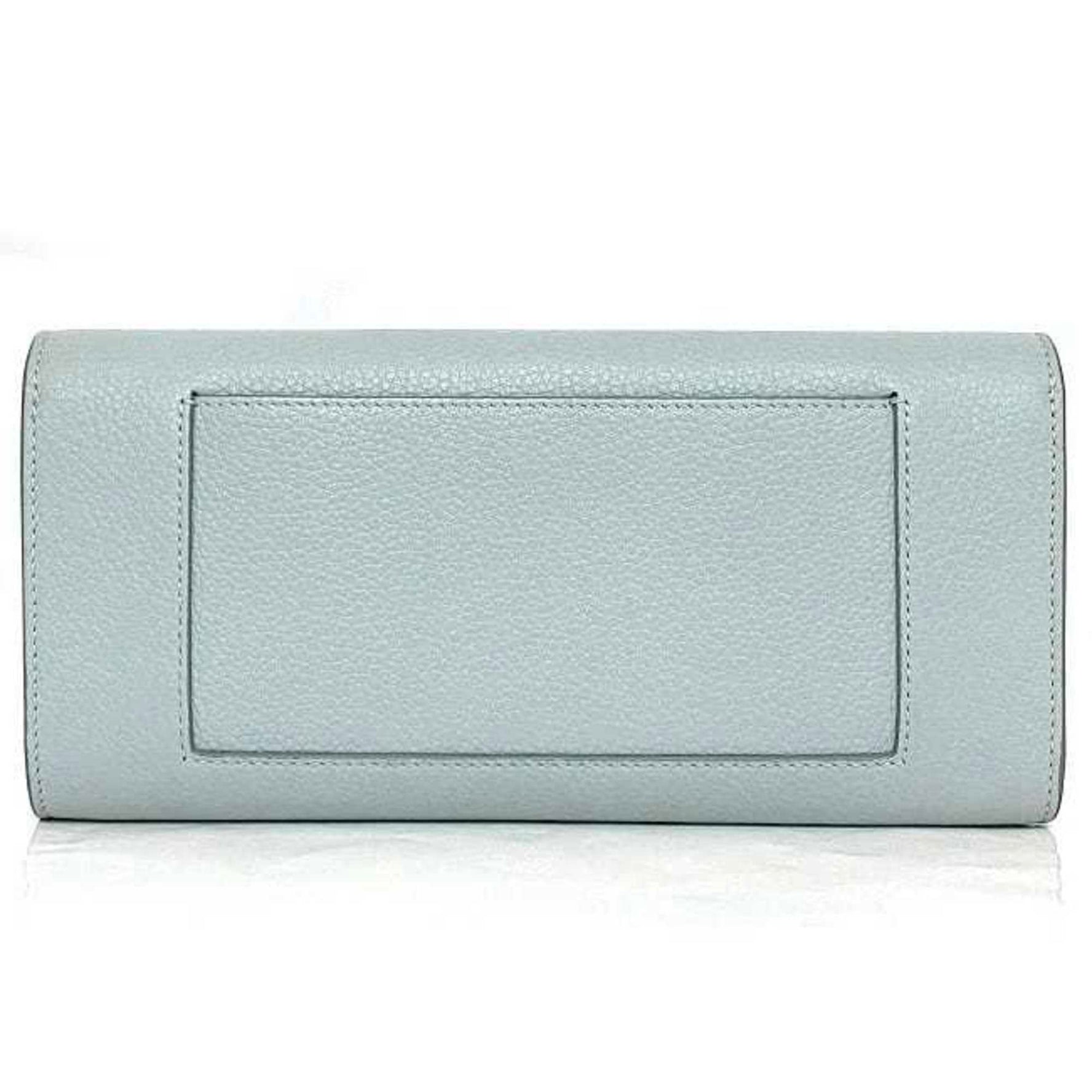 CELINE Bifold Long Wallet Large Flap Multi-Function Light Blue Leather Grain