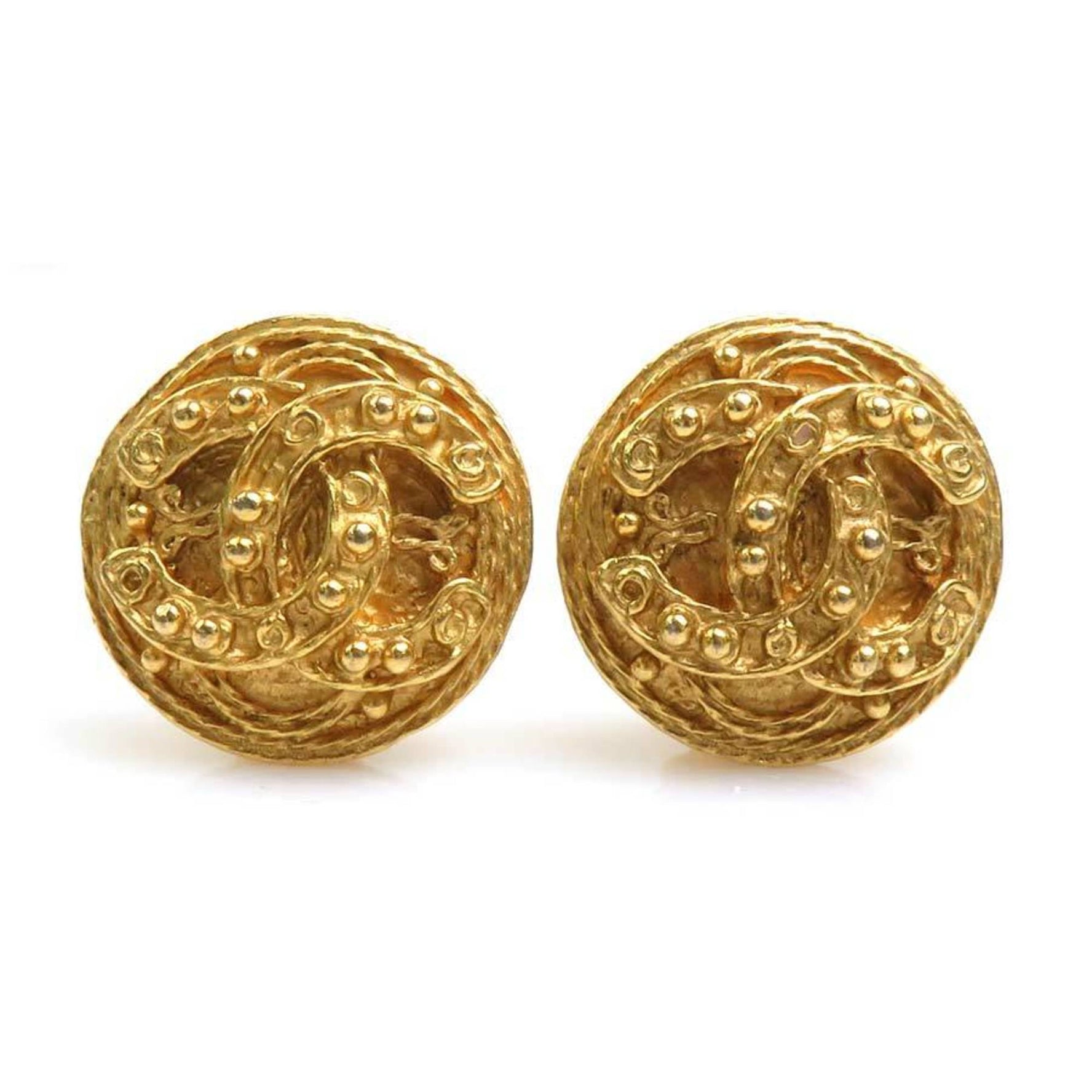 CHANEL Coco Mark Metal Earrings
