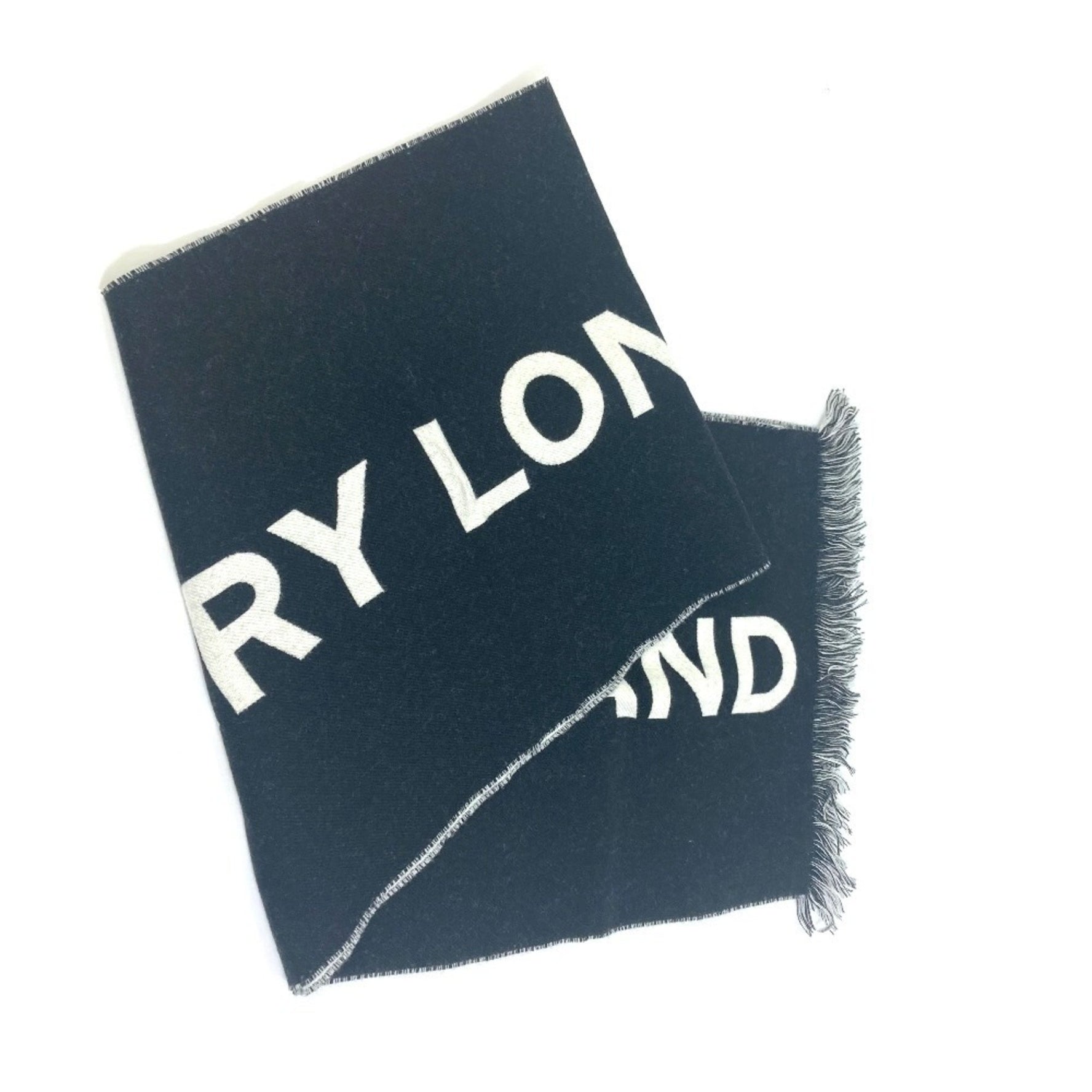 BURBERRY Bicolor Wool Scarf Black x White