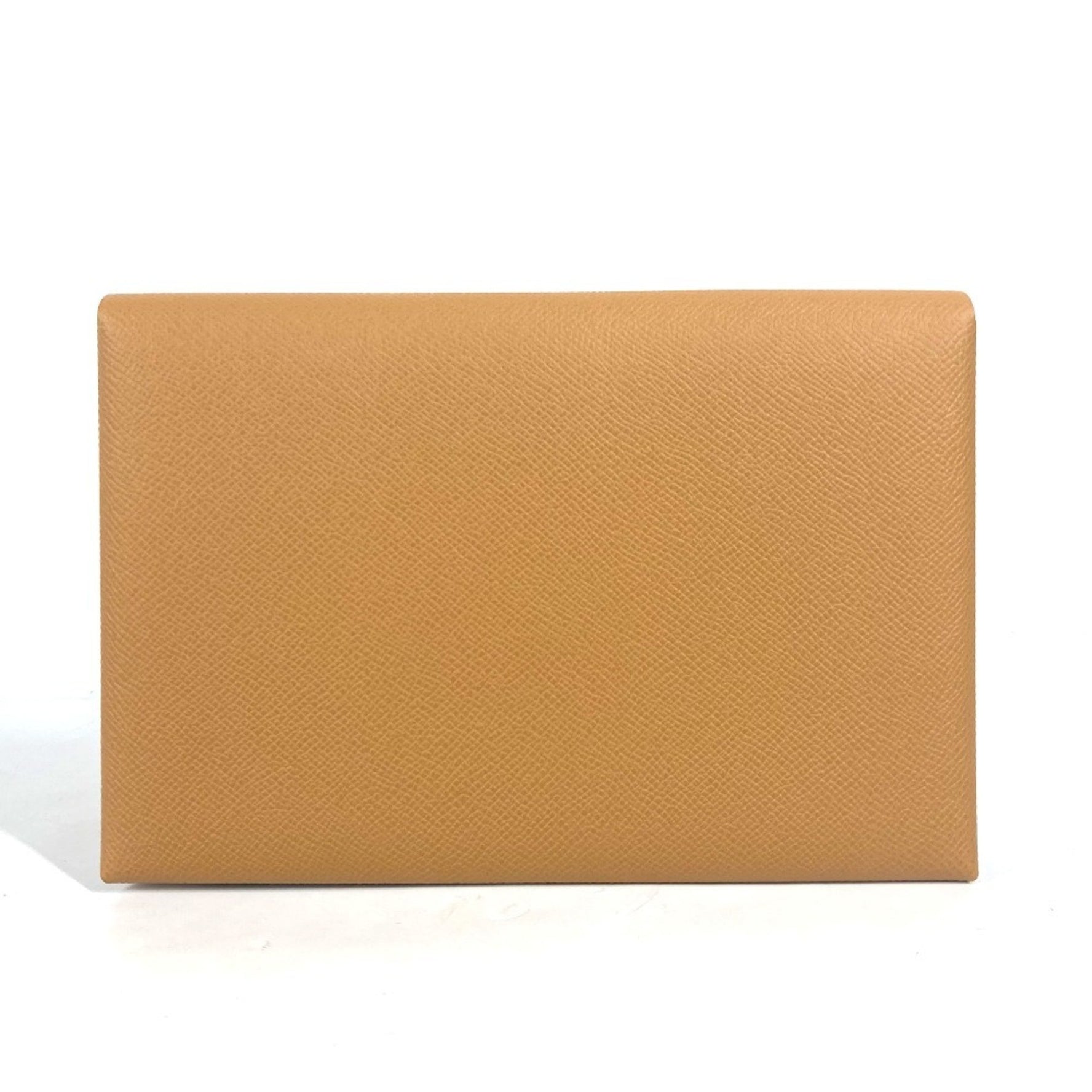 HERMES Calvi GM Flat Pouch with Pouch, Bifold Clutch Bag, Epsom Leather, Brown and Pink, Like New