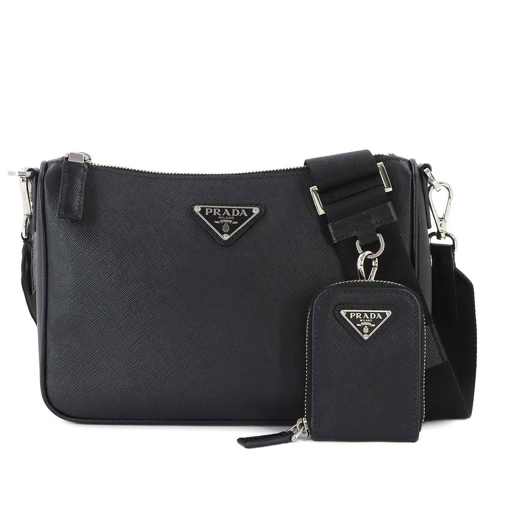 Prada Saffiano Leather Shoulder Bag, Black, 2VH113