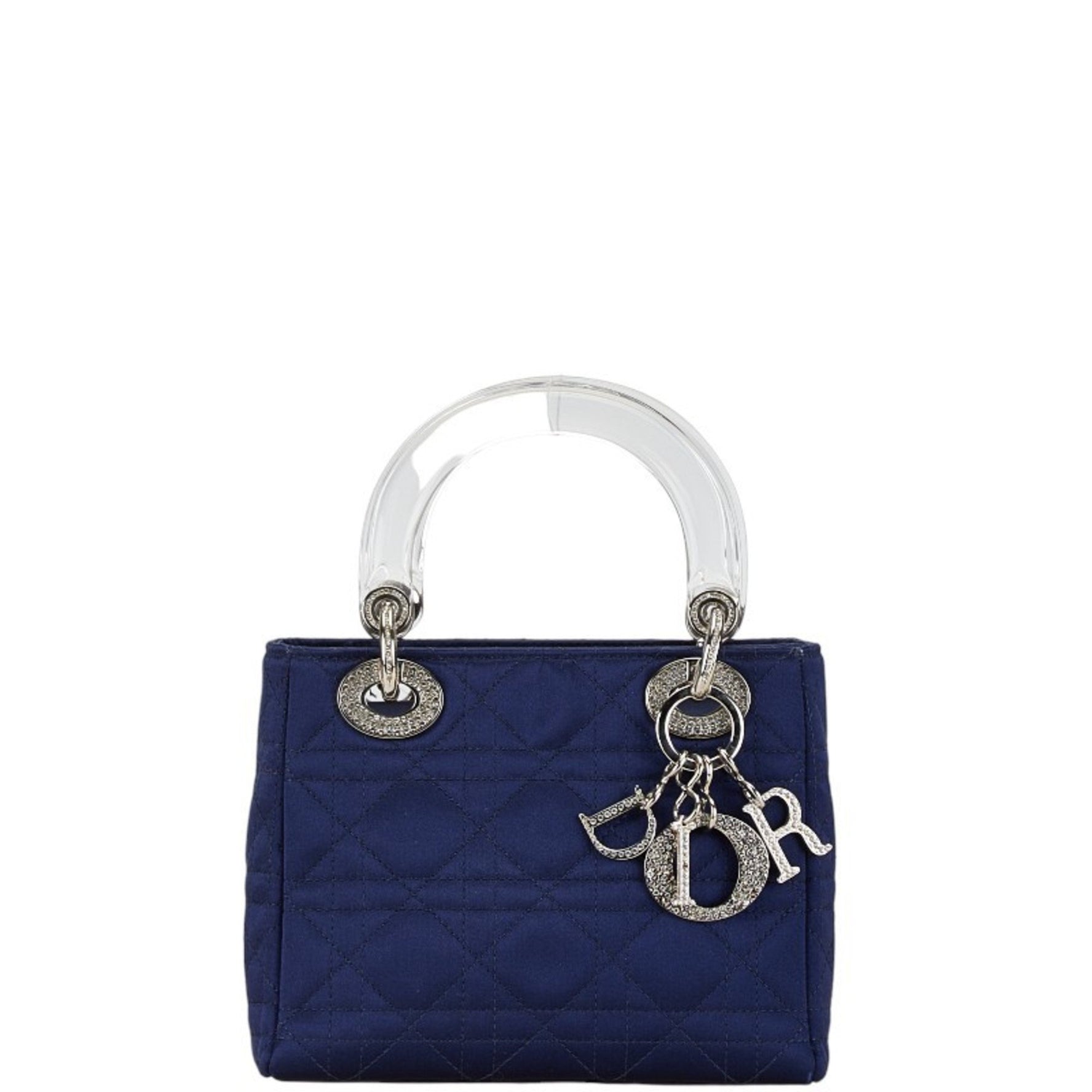 Christian Dior Dior Lady Rhinestone Handbag Satin Plastic