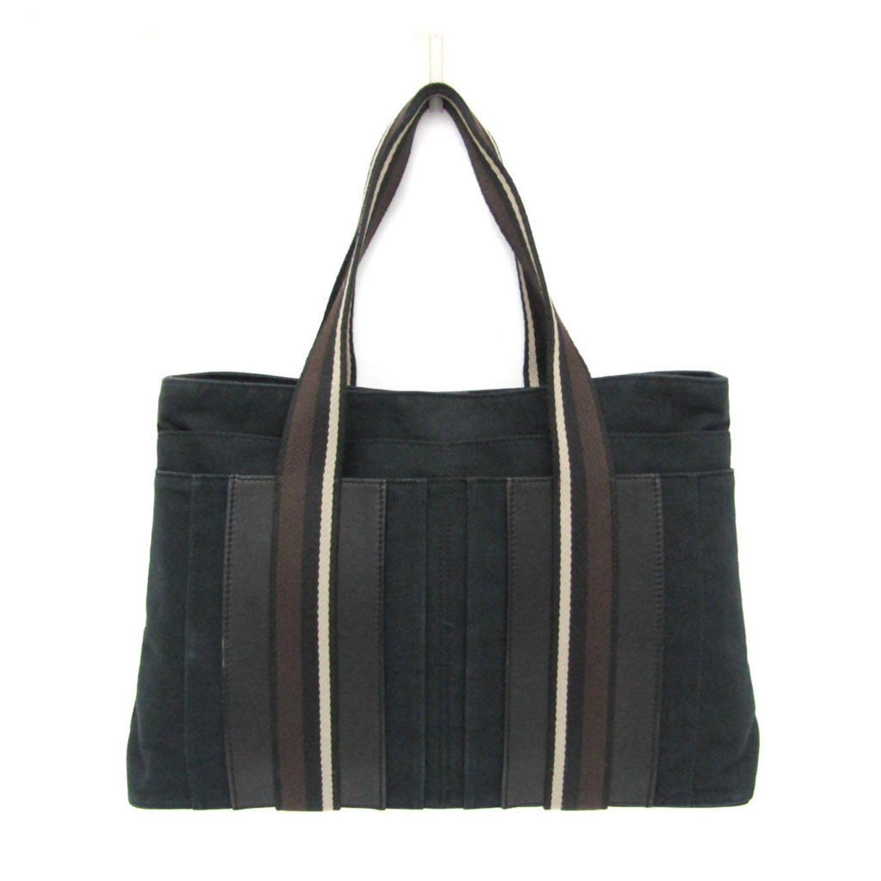 Hermes Troca Horizontal MM Men,Women Leather,Cotton Handbag Black,Dark Brown