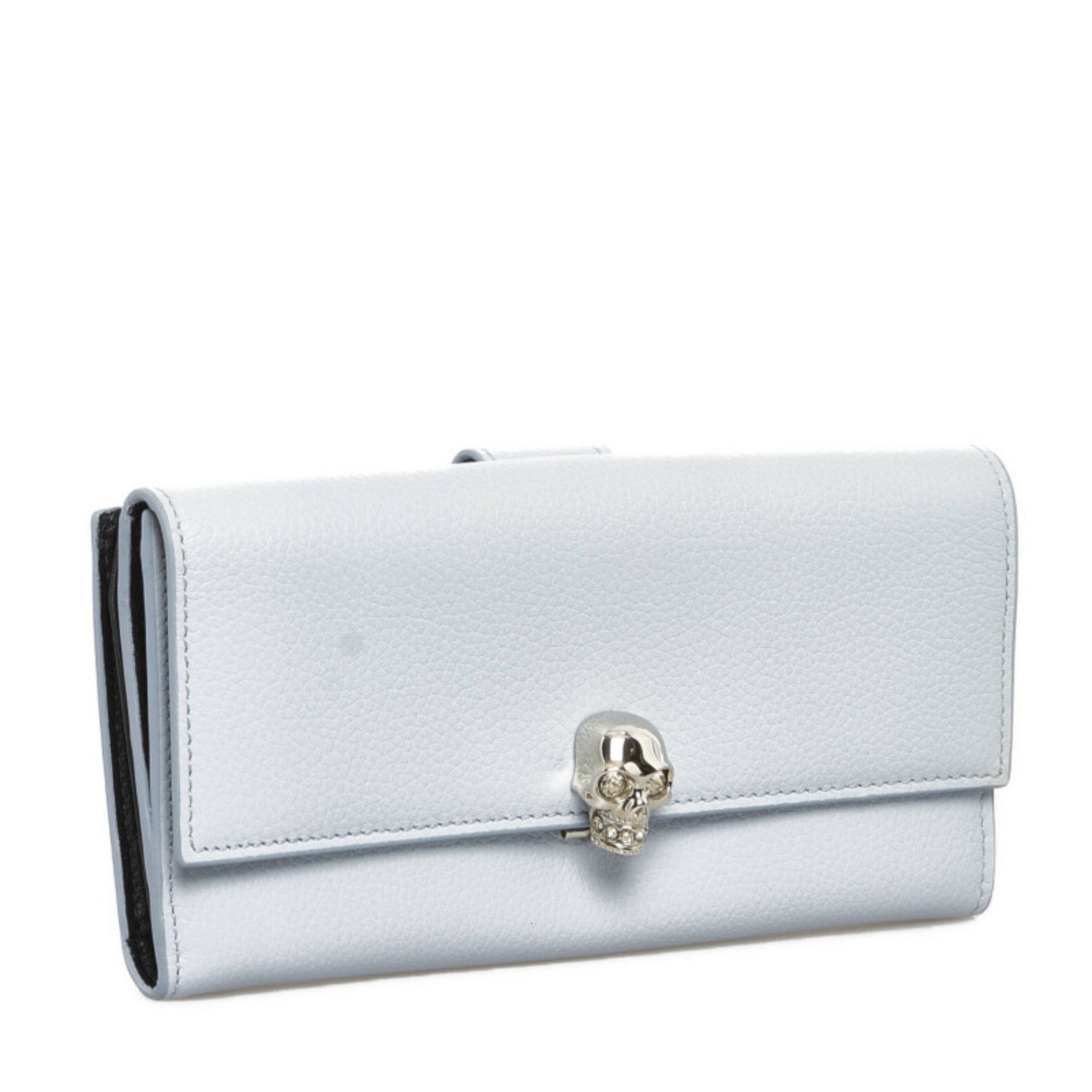 Alexander McQueen Skull Long Wallet Light Blue Leather