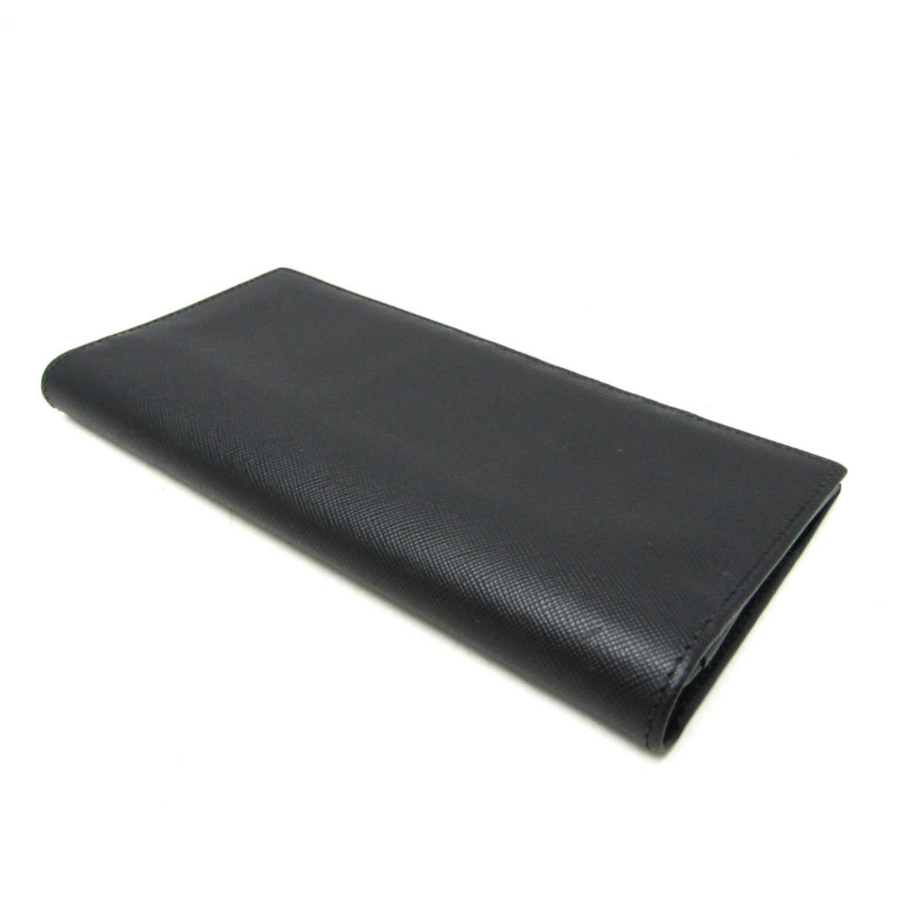 Prada Men,Women Leather Long Wallet (bi-fold) Black