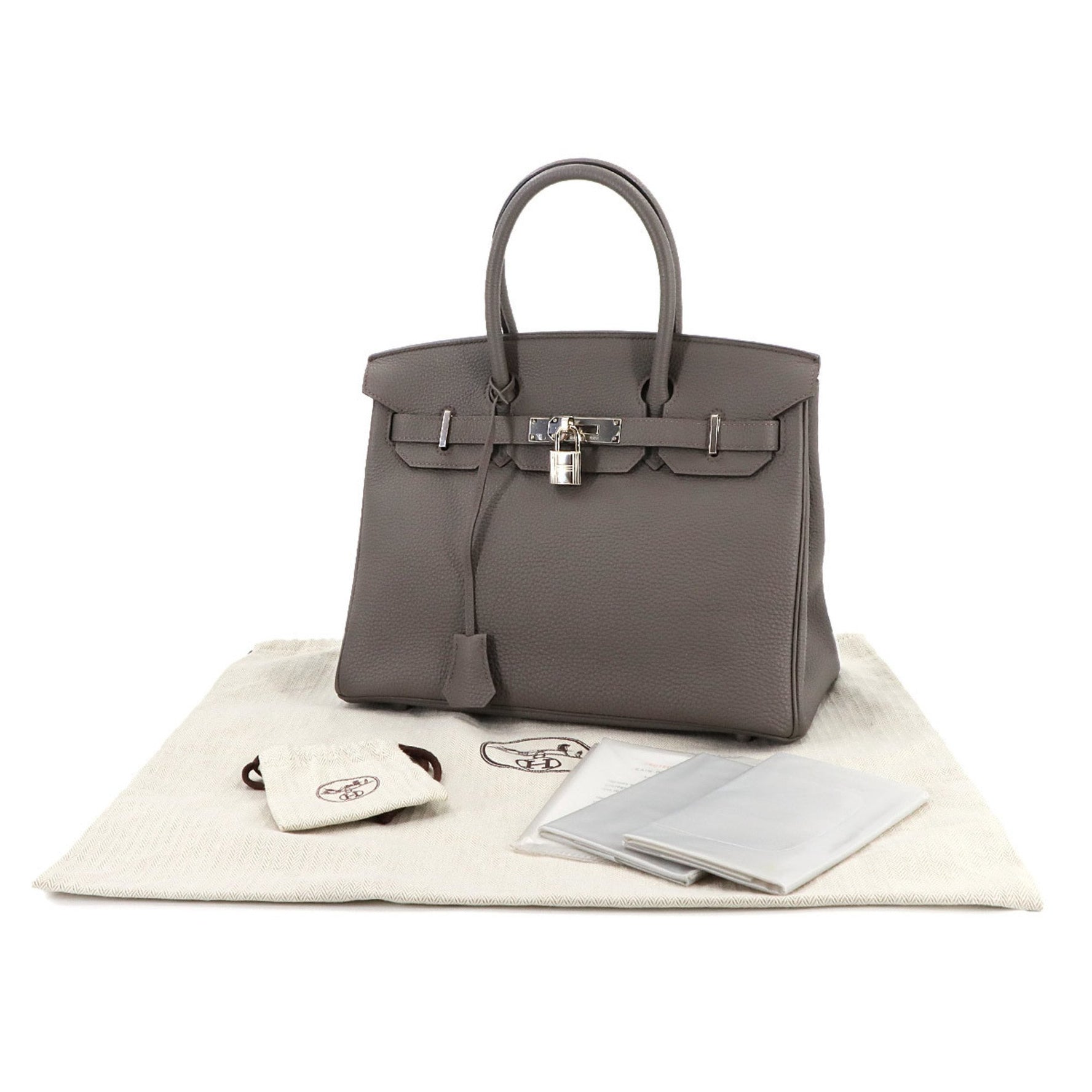 Hermes Hermès Birkin 30 Togo Handbag, A Stamp, Silver Hardware, Gray