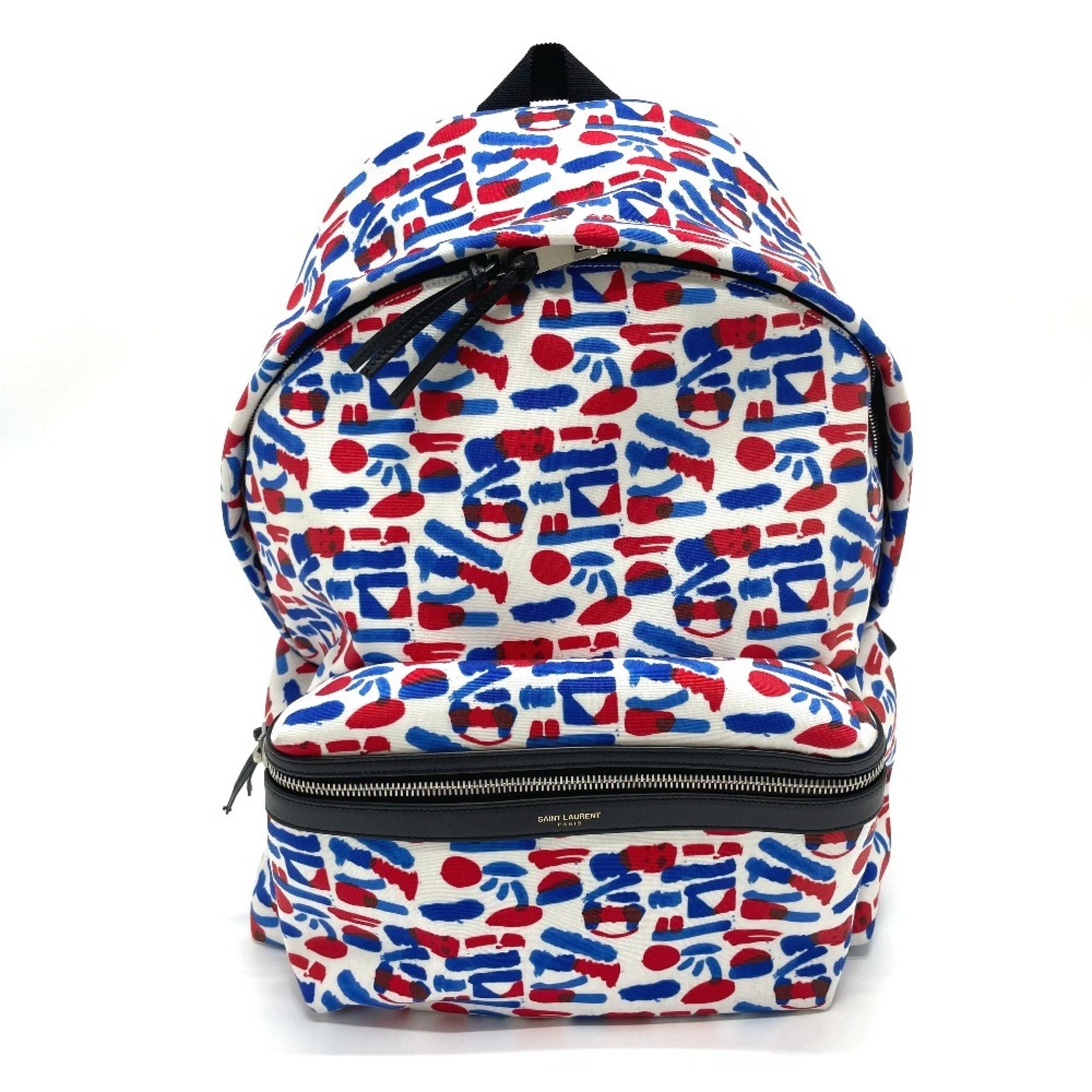 Saint Laurent Multi Allover Pattern Backpack Rucksack/Daypack Leather/Canvas White/Red/Blue