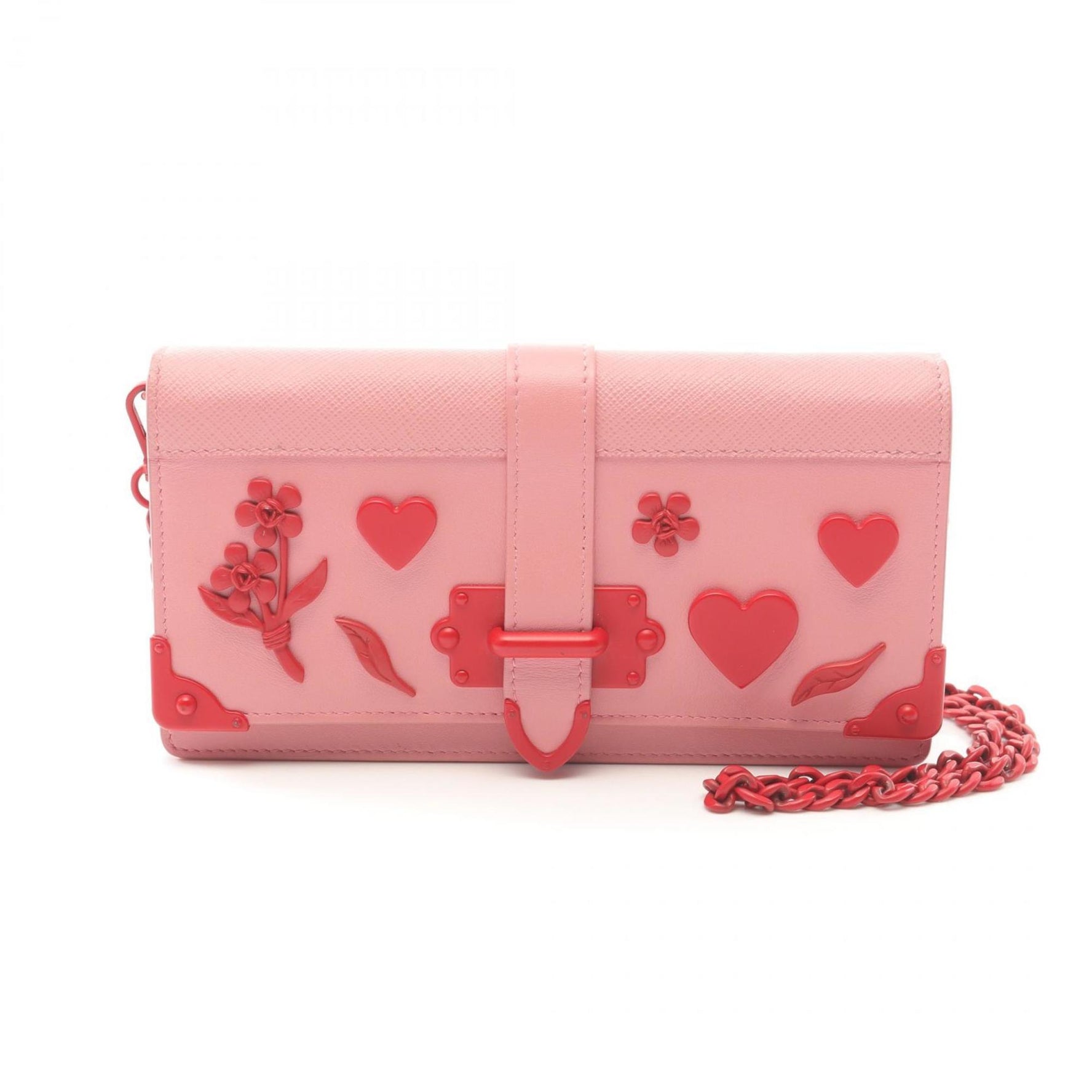 PRADA CITY+ SAFFIANO L Cahier Shoulder Bag Leather Saffiano Pink Red