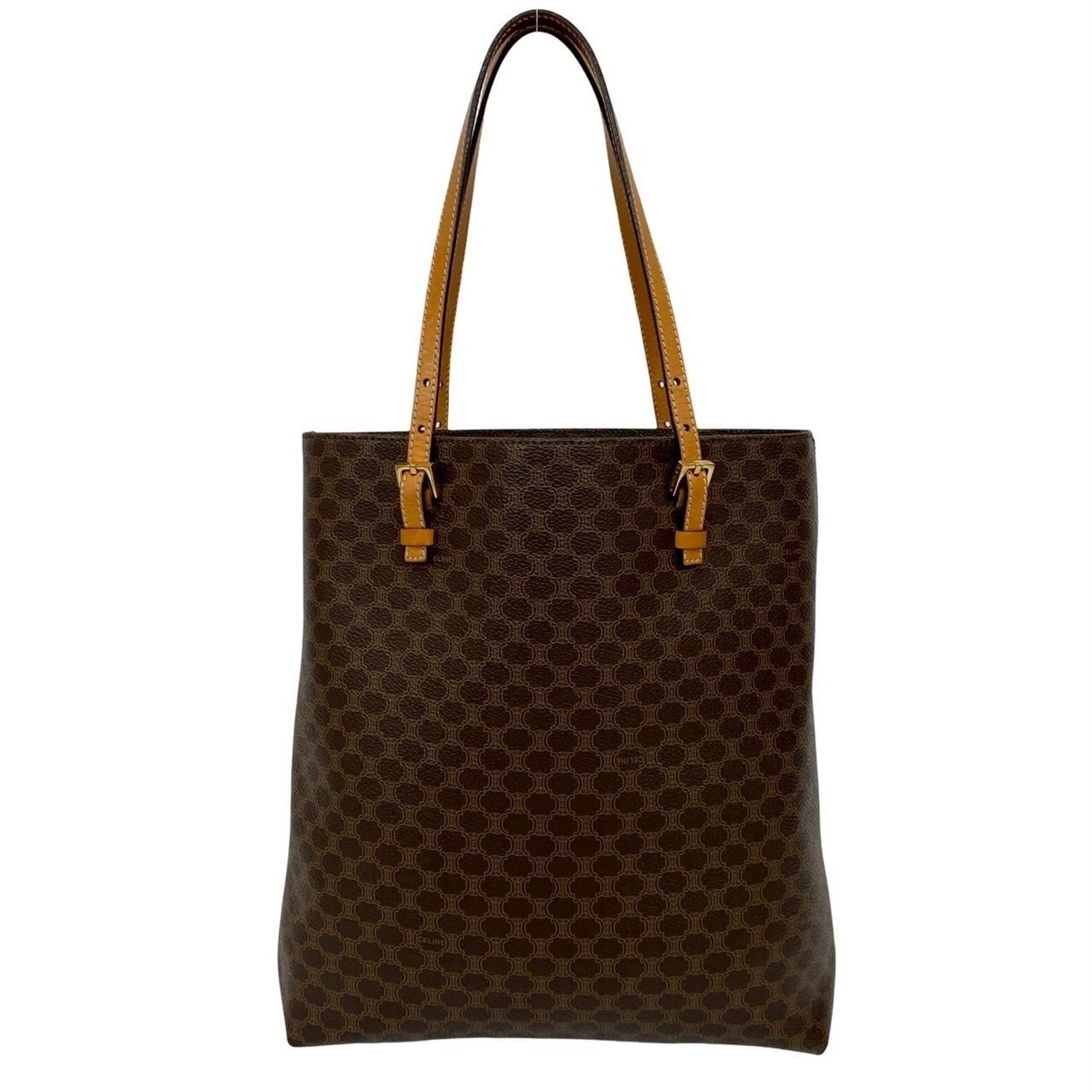 CELINE Vintage Macadam Blason Leather Tote Bag/Semi-Shoulder Bag