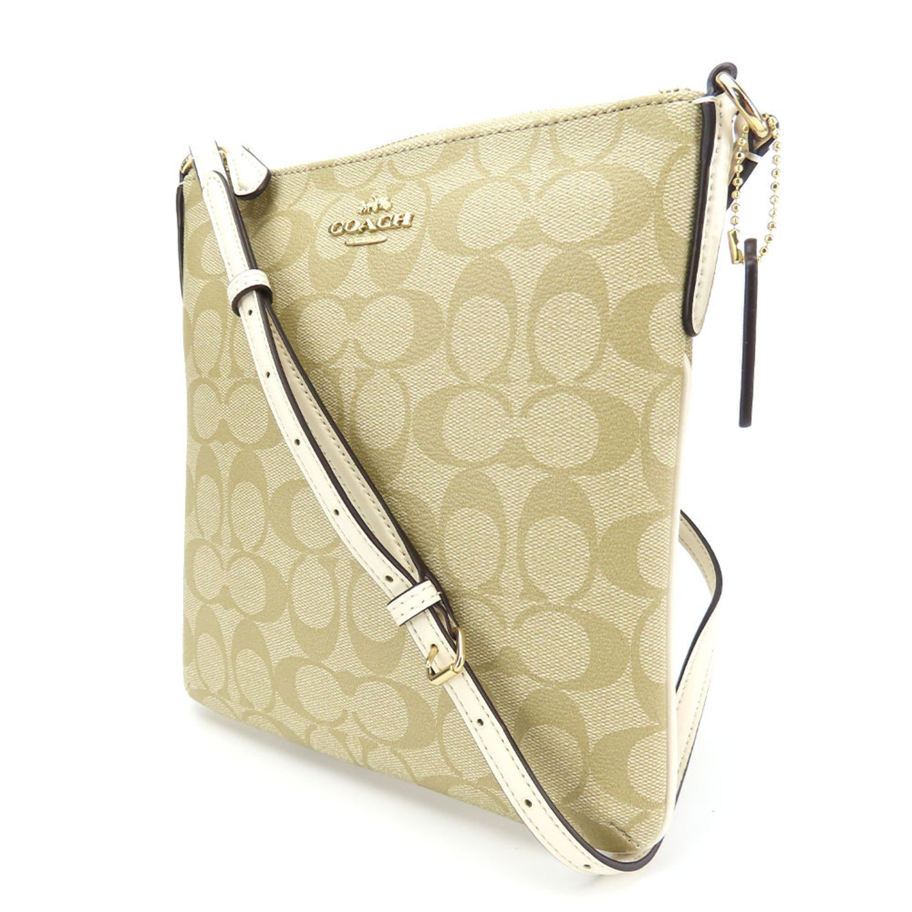 Coach Shoulder Bag Signature Leather Beige Off-White