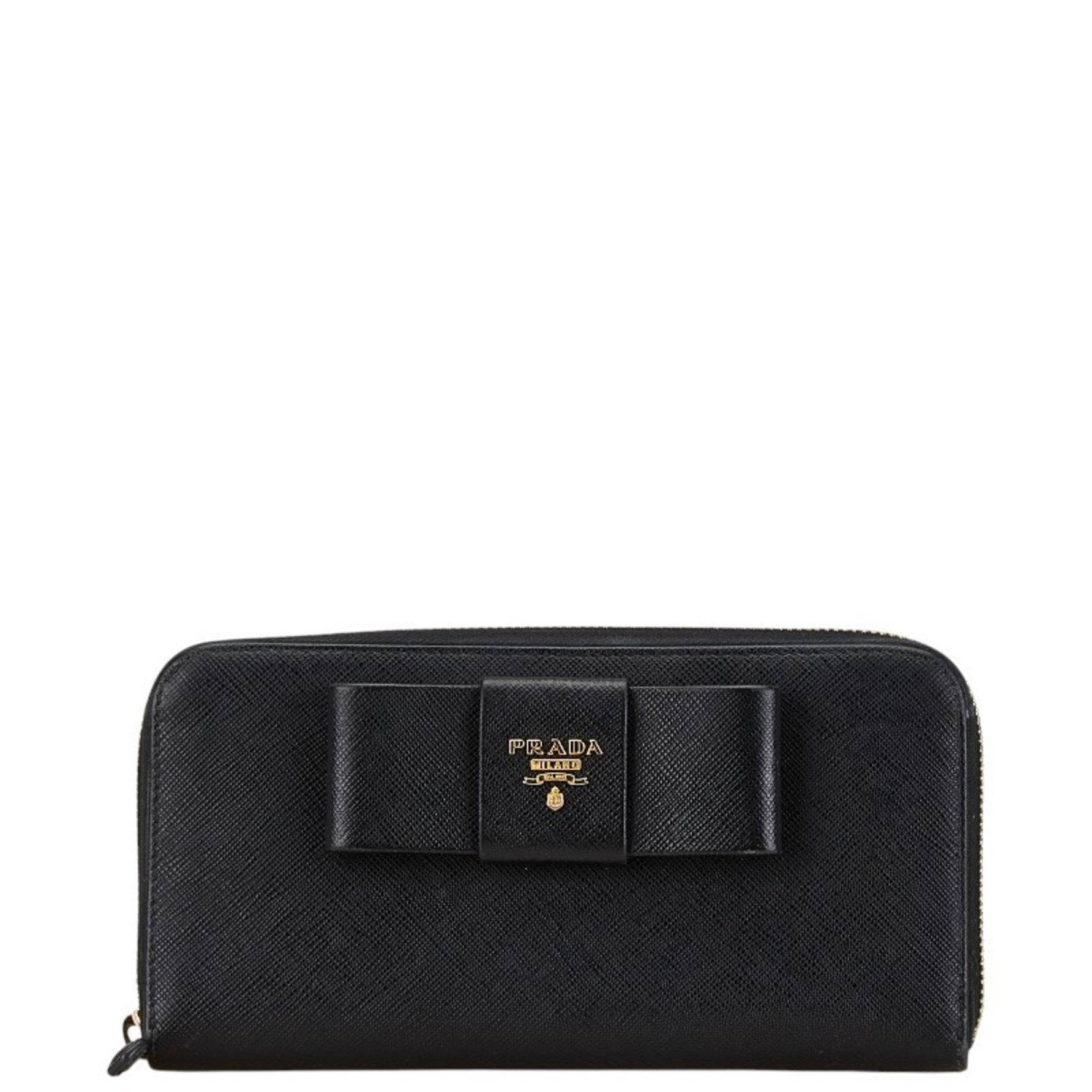 Prada Ribbon Round Long Wallet Saffiano